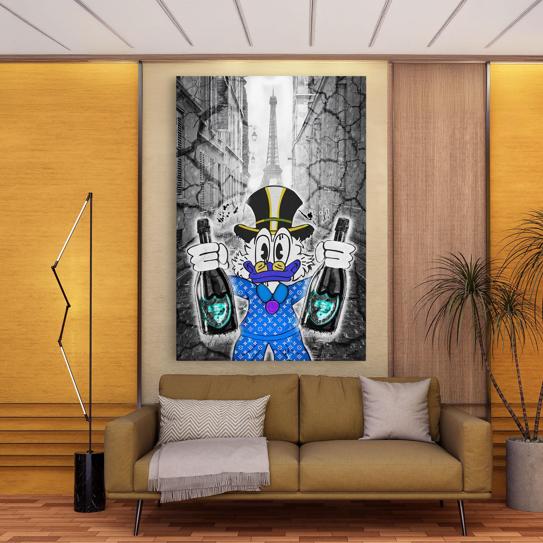 Картина на платно Wheres My Champagne Blue mockup 9