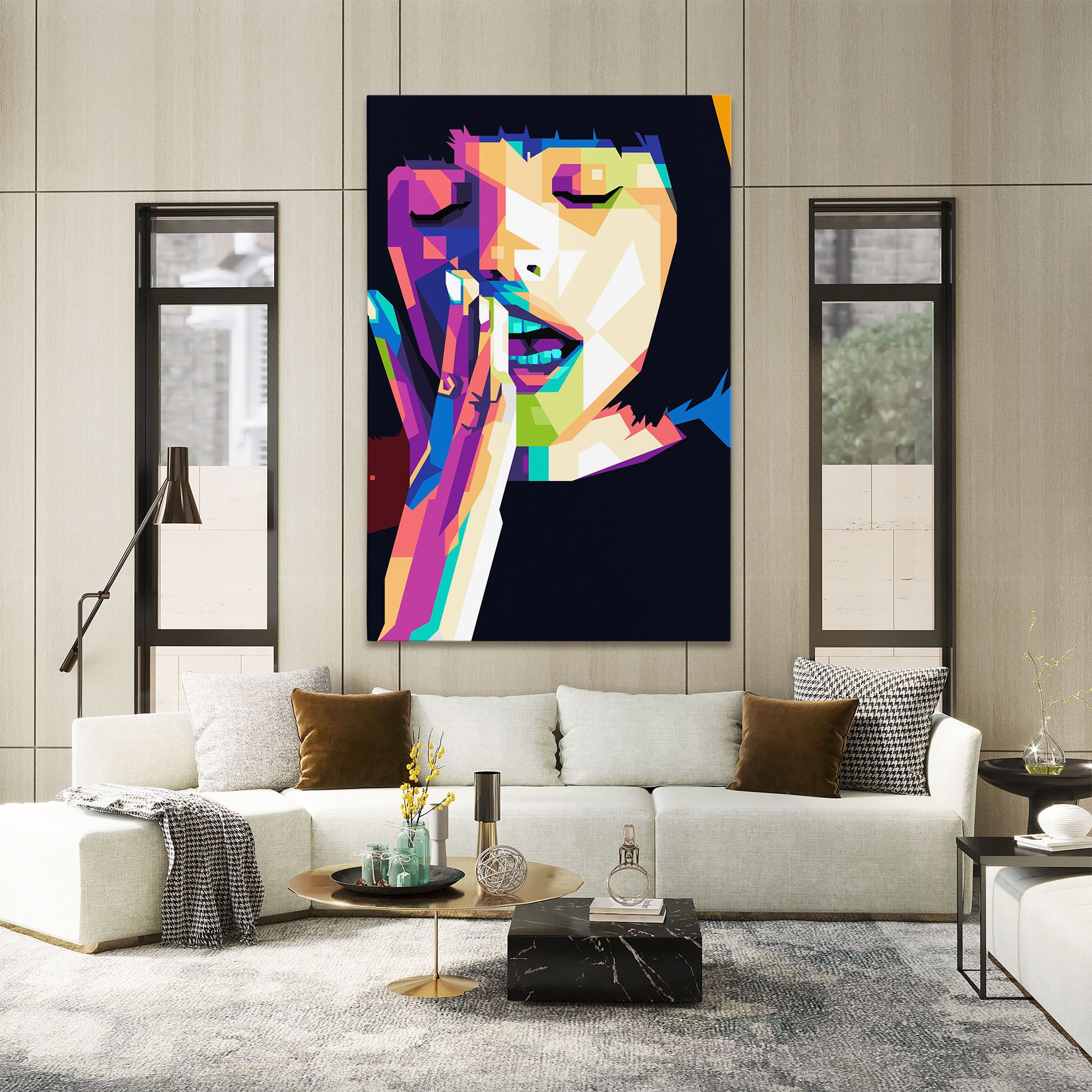 Polygonal Pretty Girl mockup 2