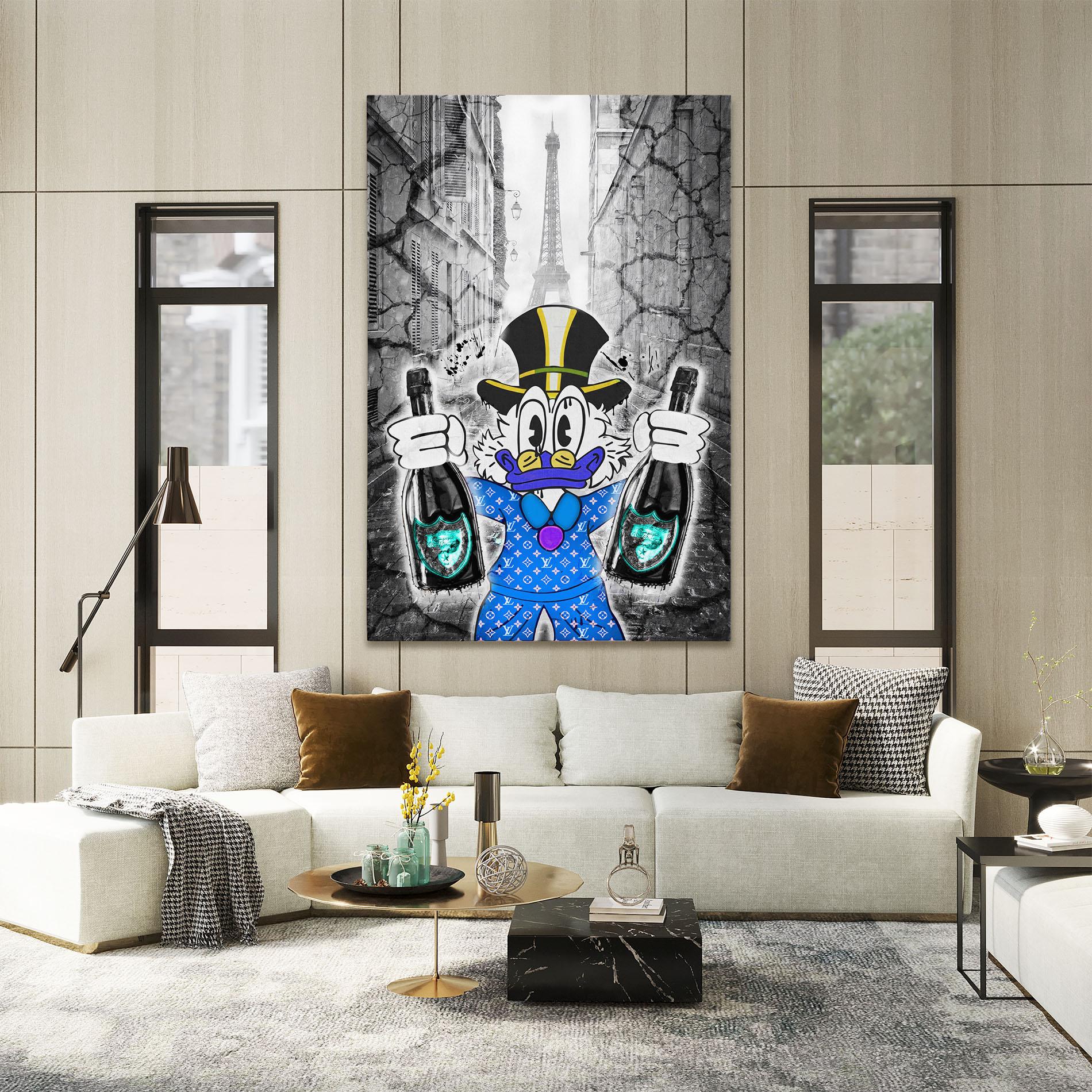 Картина на платно Wheres My Champagne Blue mockup 2