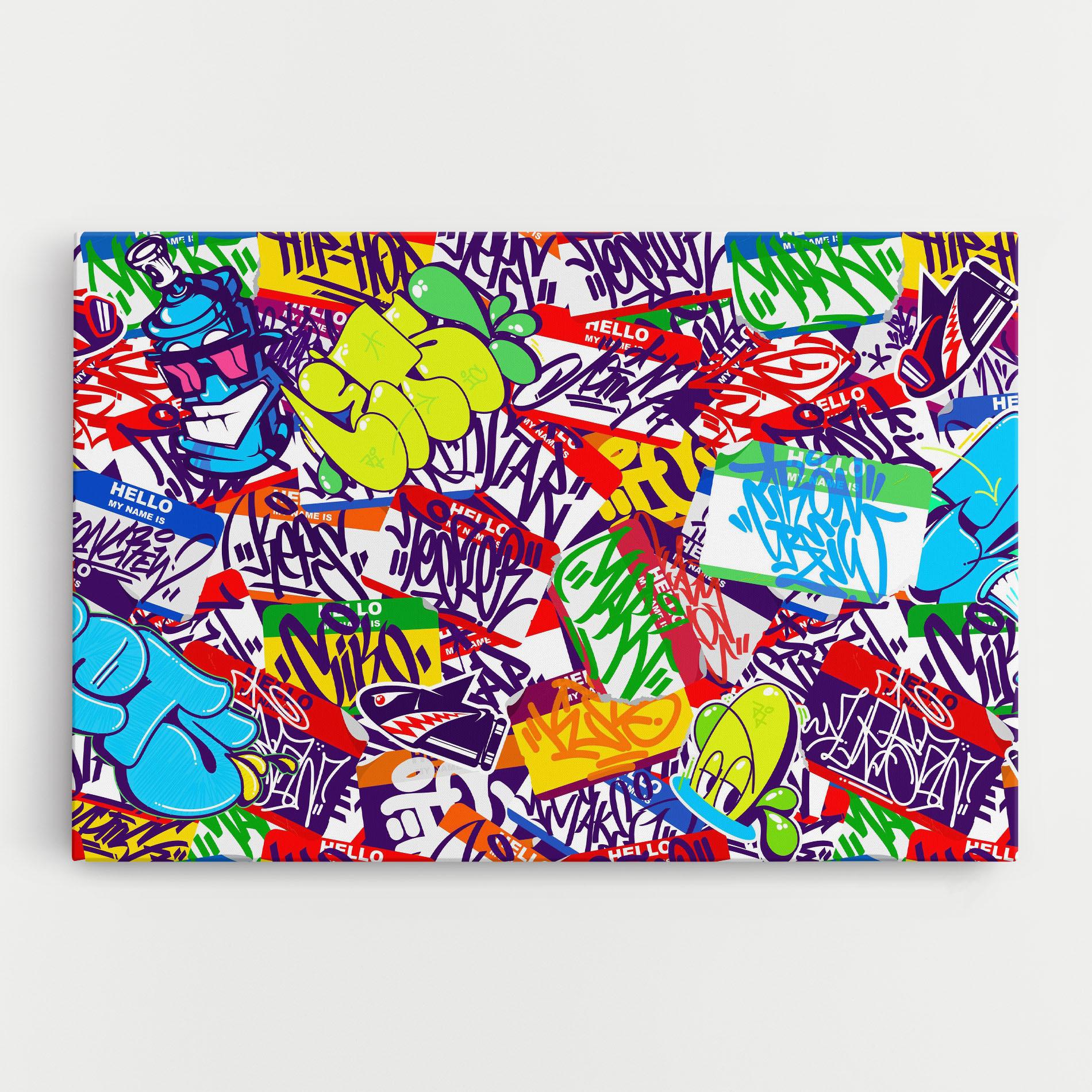 Картина на платно Hello Graffiti Name mockup 0