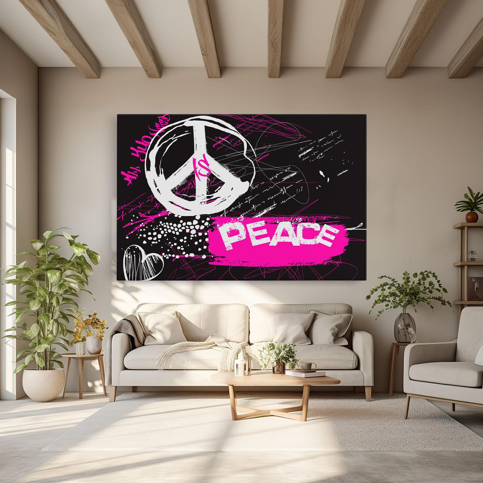 Картина на платно Graffiti Pink Peace mockup 6