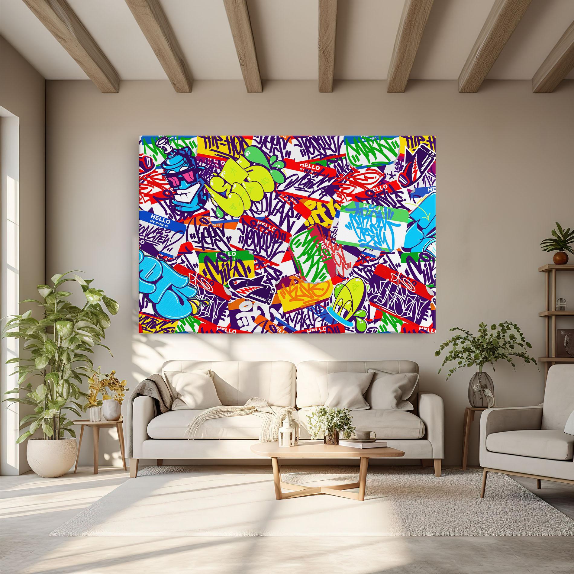 Картина на платно Hello Graffiti Name mockup 6