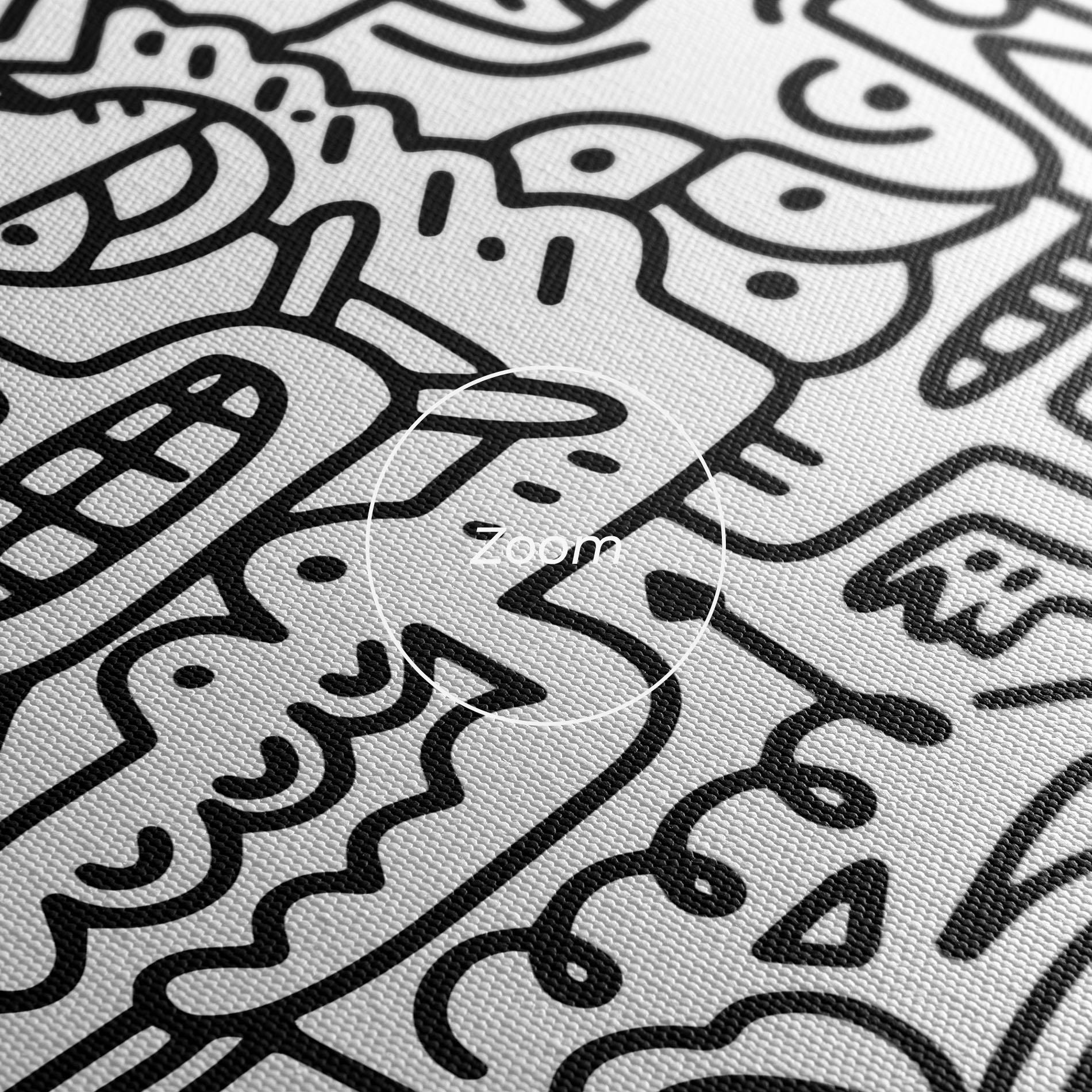 Картина на платно Doodle Black Line mockup 3