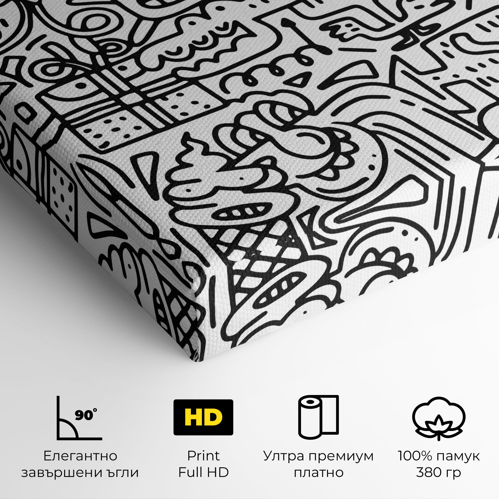 Картина на платно Doodle Black Line mockup 4