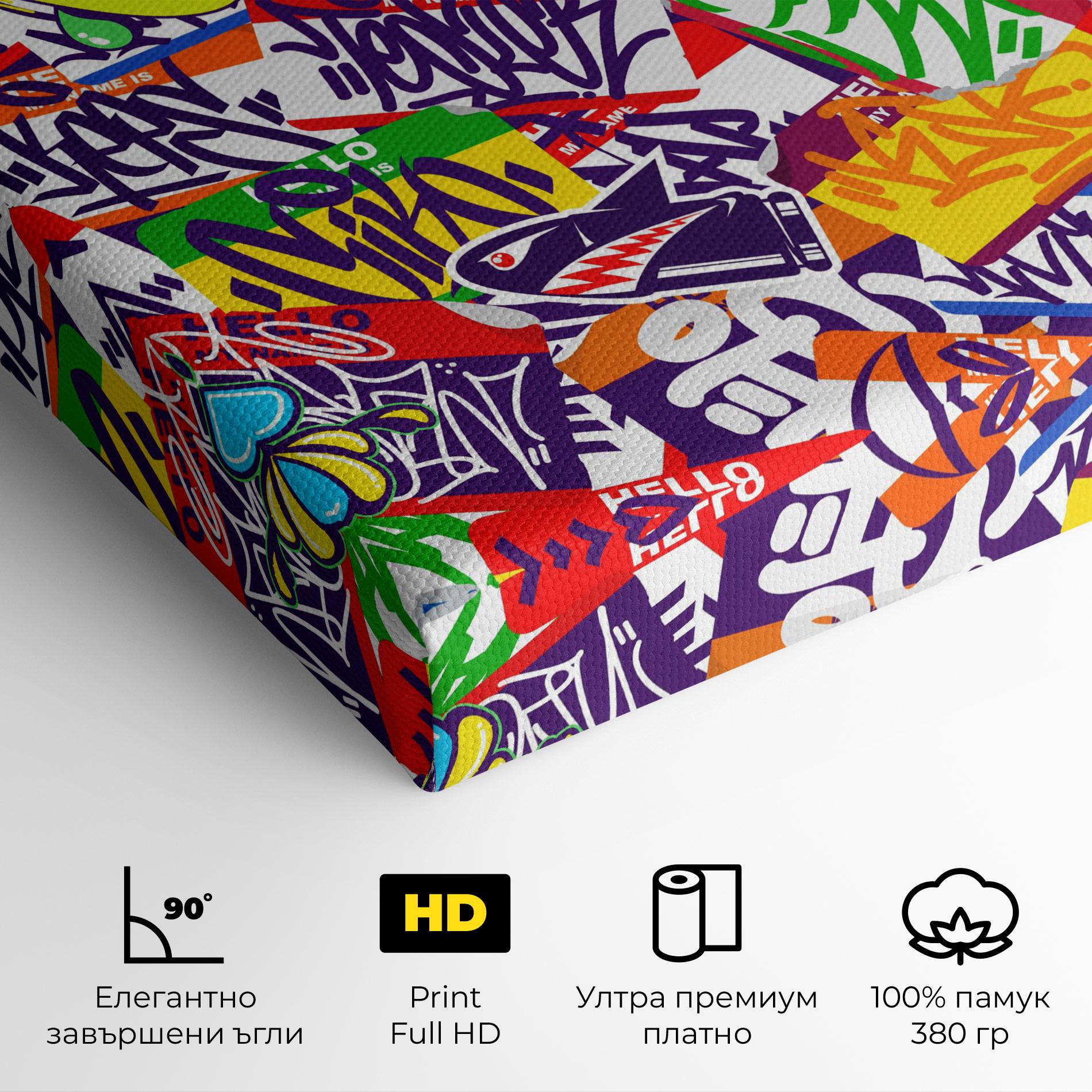Картина на платно Hello Graffiti Name mockup 4