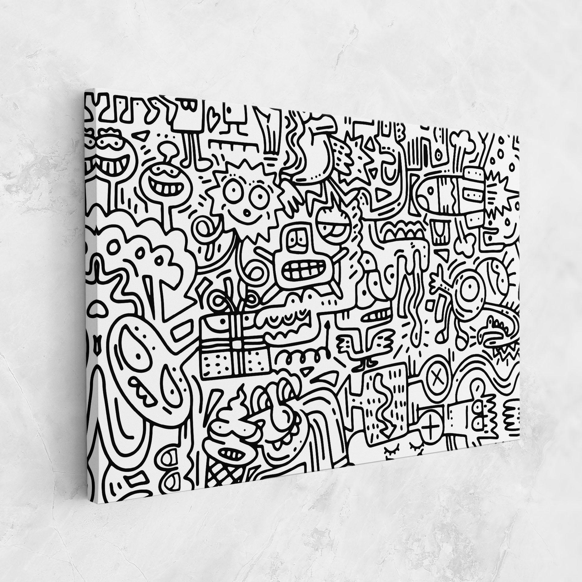 Картина на платно Doodle Black Line mockup 1