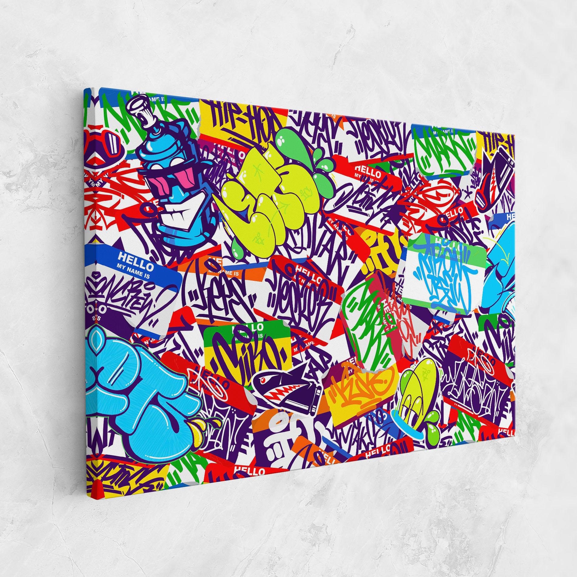 Картина на платно Hello Graffiti Name mockup 1