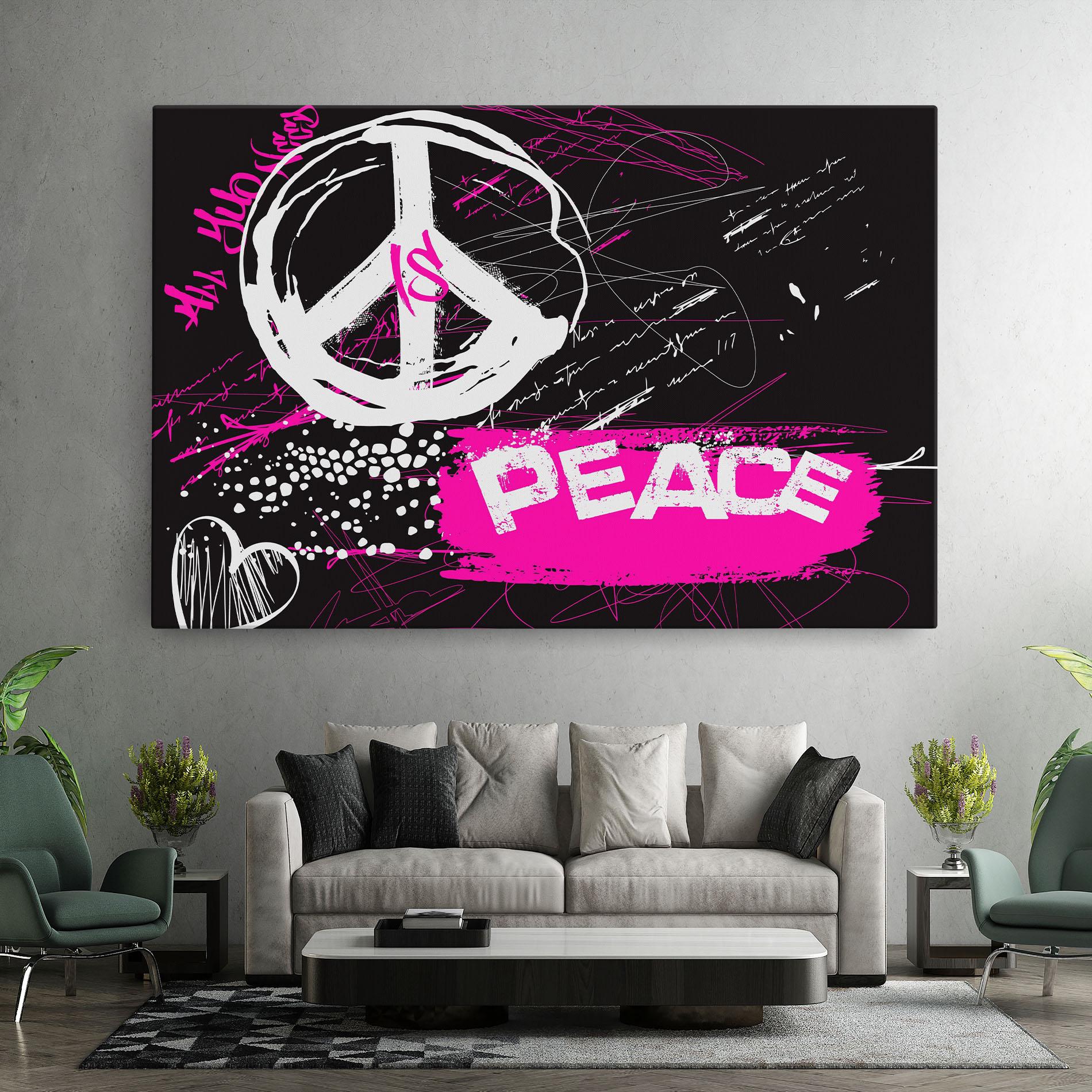 Картина на платно Graffiti Pink Peace mockup 7