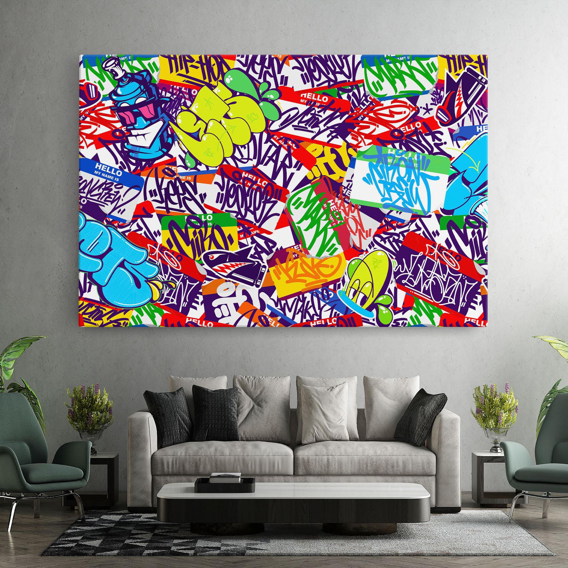 Картина на платно Hello Graffiti Name mockup 7
