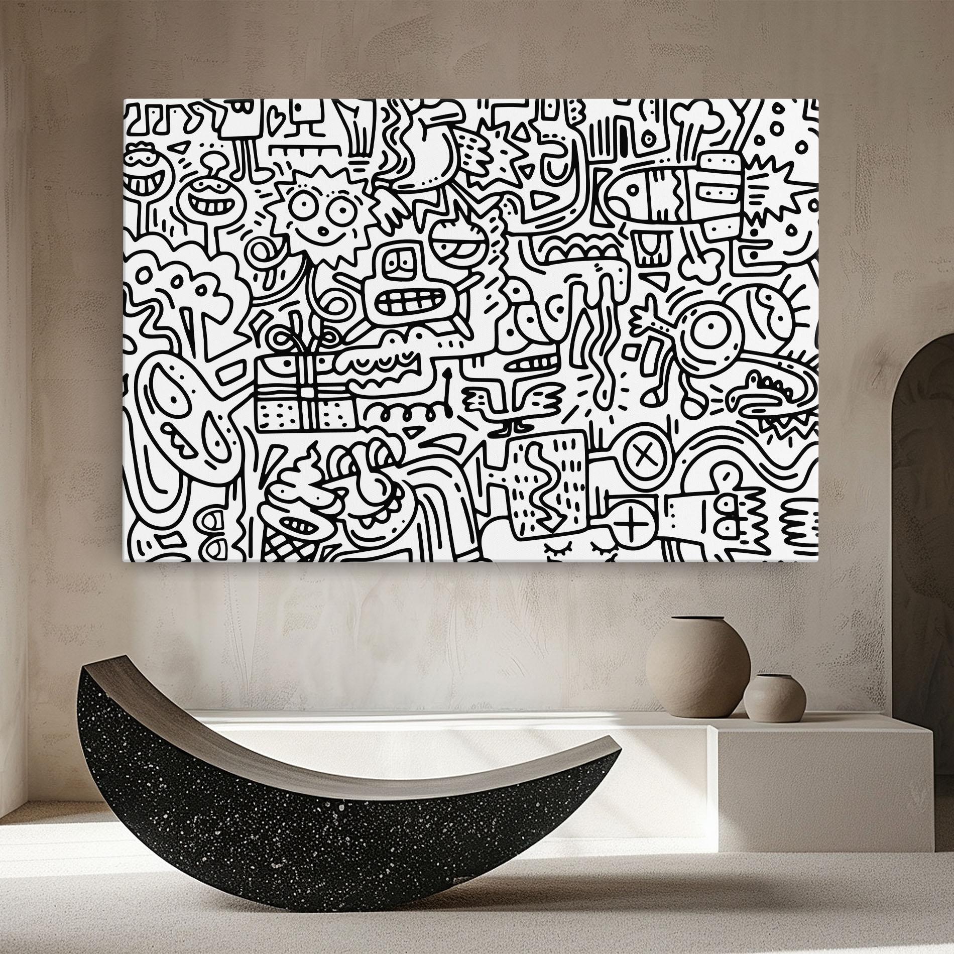 Картина на платно Doodle Black Line mockup 8