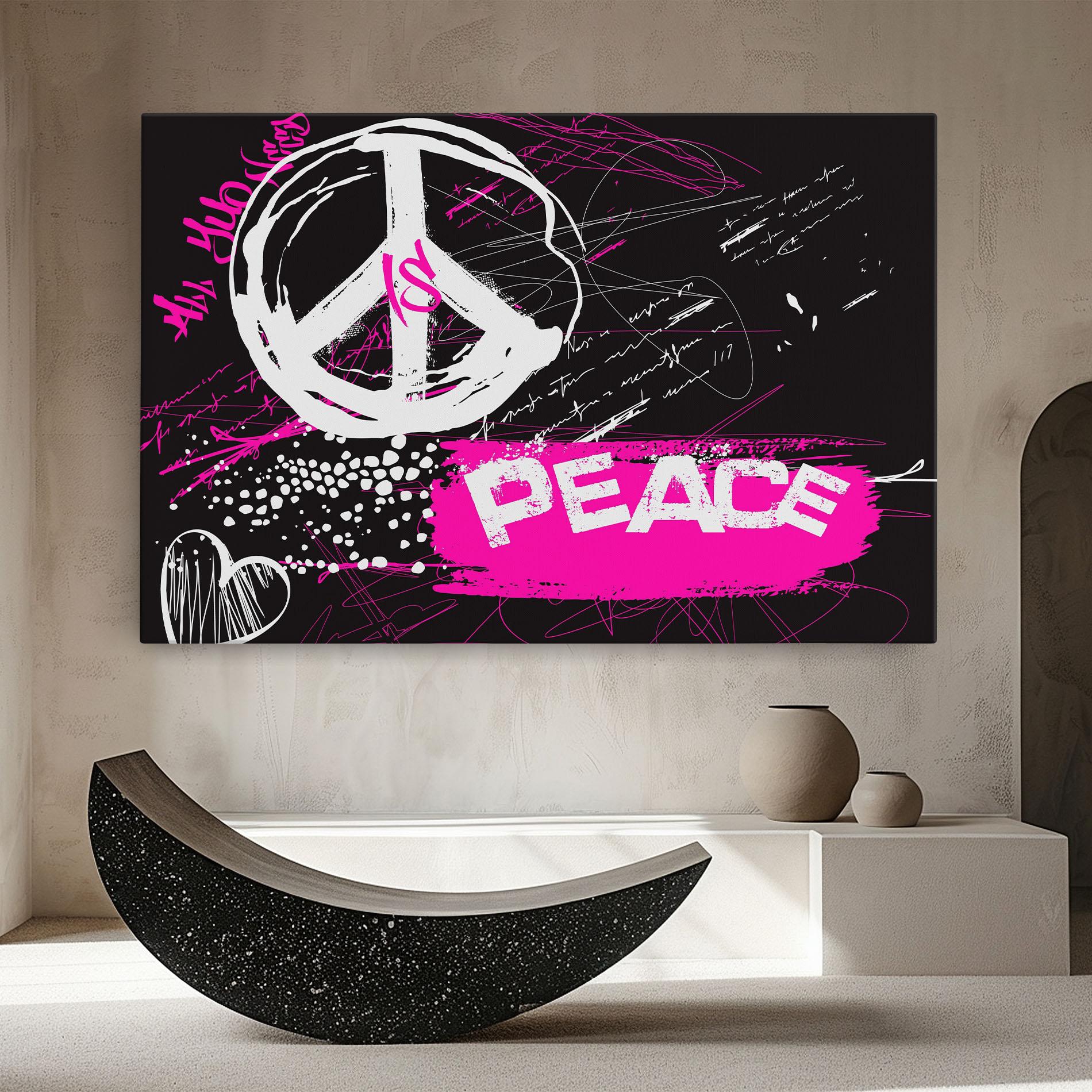 Картина на платно Graffiti Pink Peace mockup 8