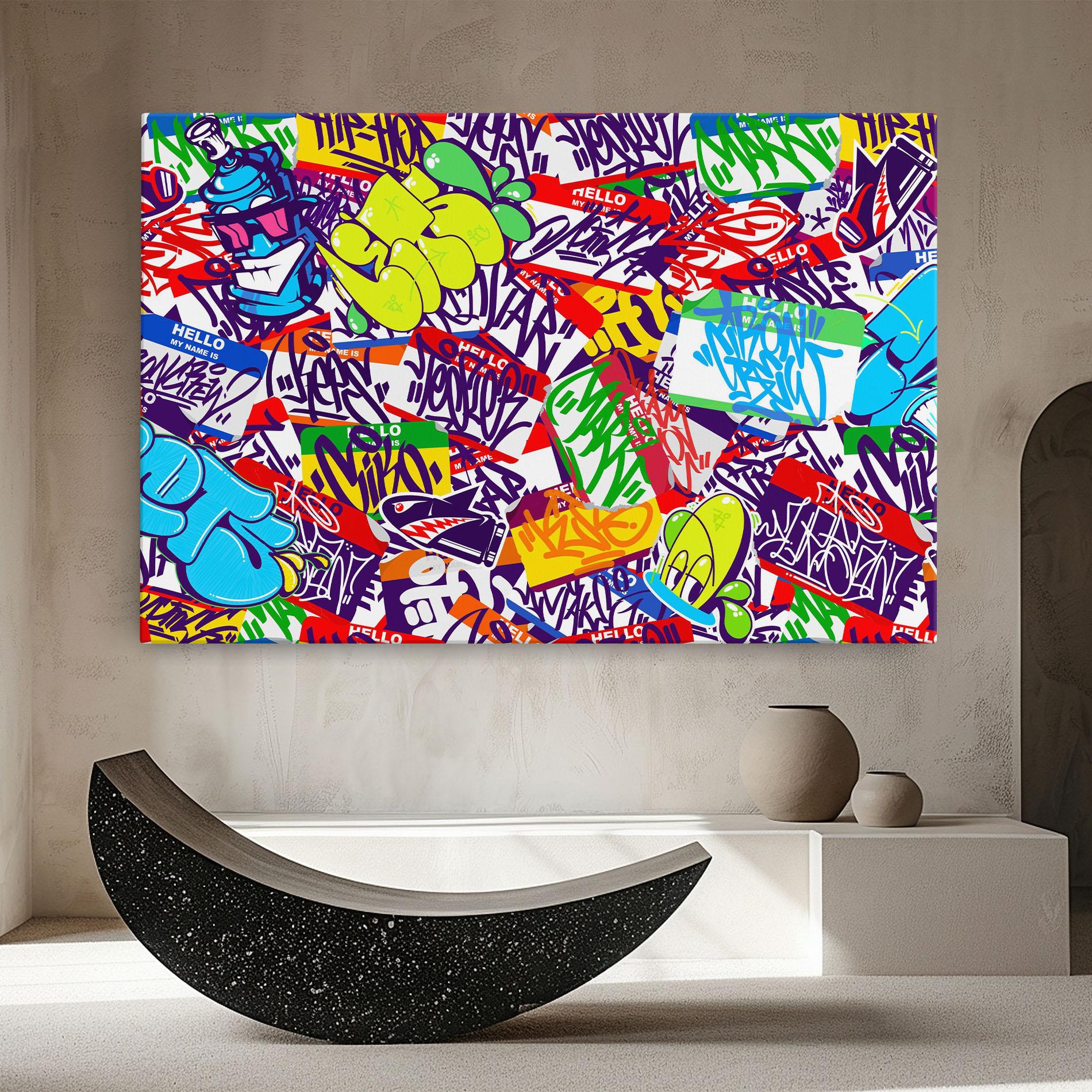Картина на платно Hello Graffiti Name mockup 8