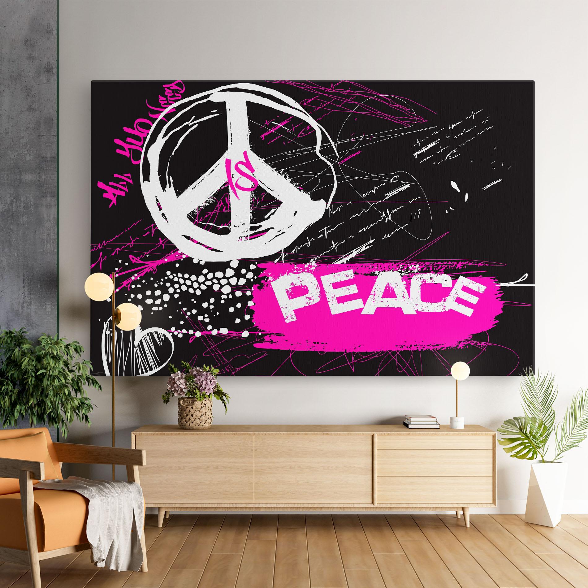 Картина на платно Graffiti Pink Peace mockup 9