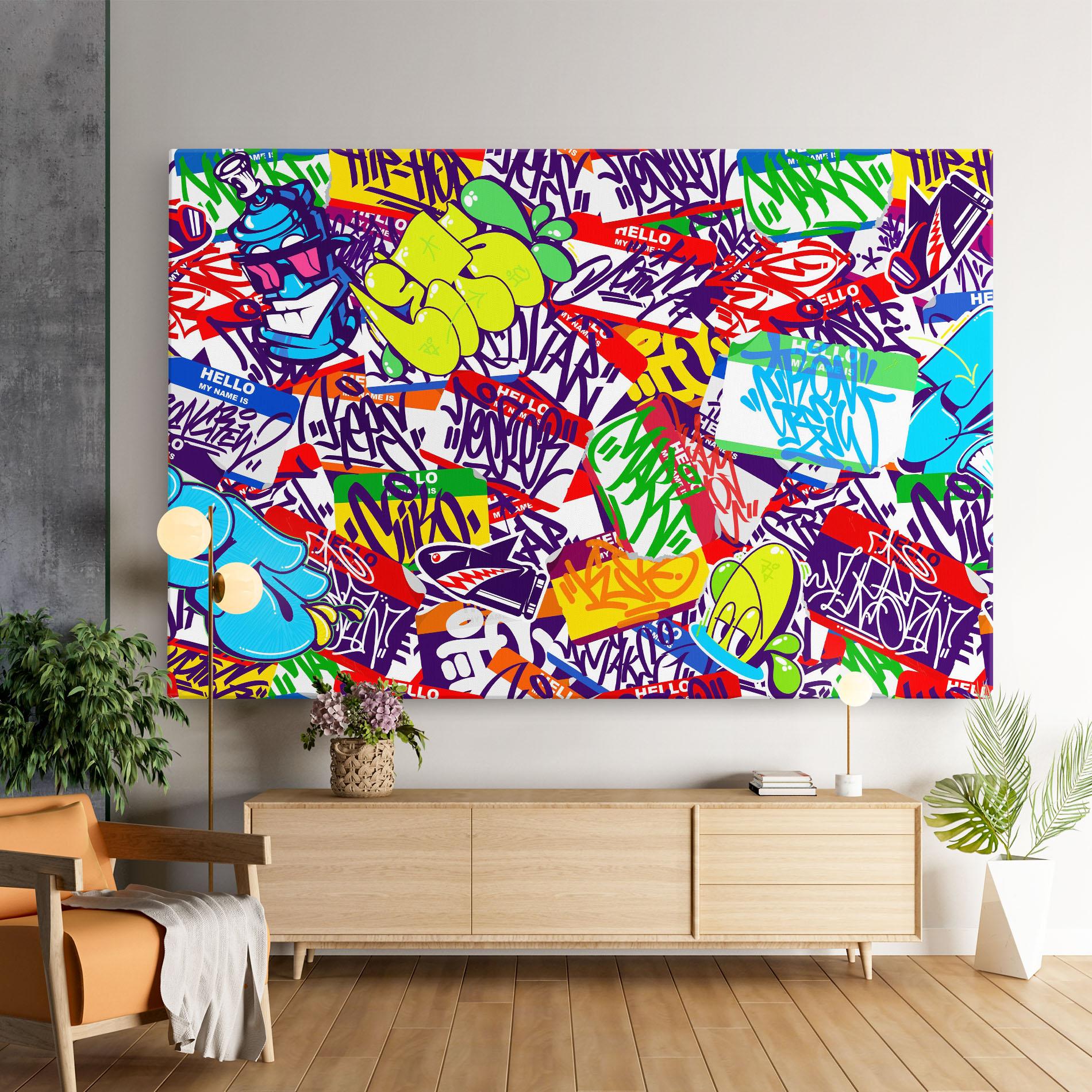 Картина на платно Hello Graffiti Name mockup 9