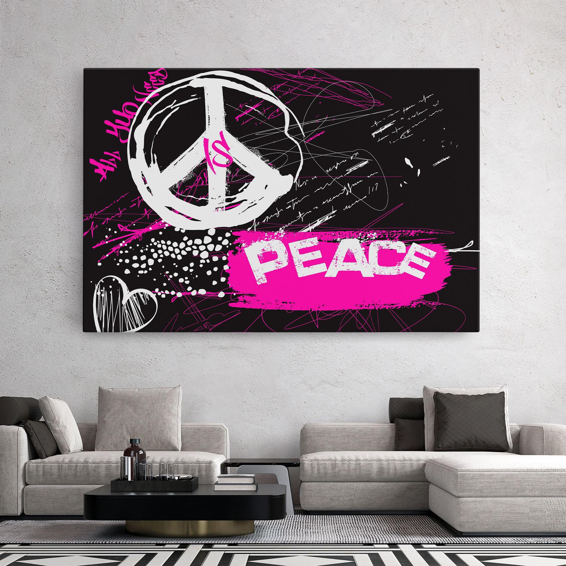 Картина на платно Graffiti Pink Peace mockup 2