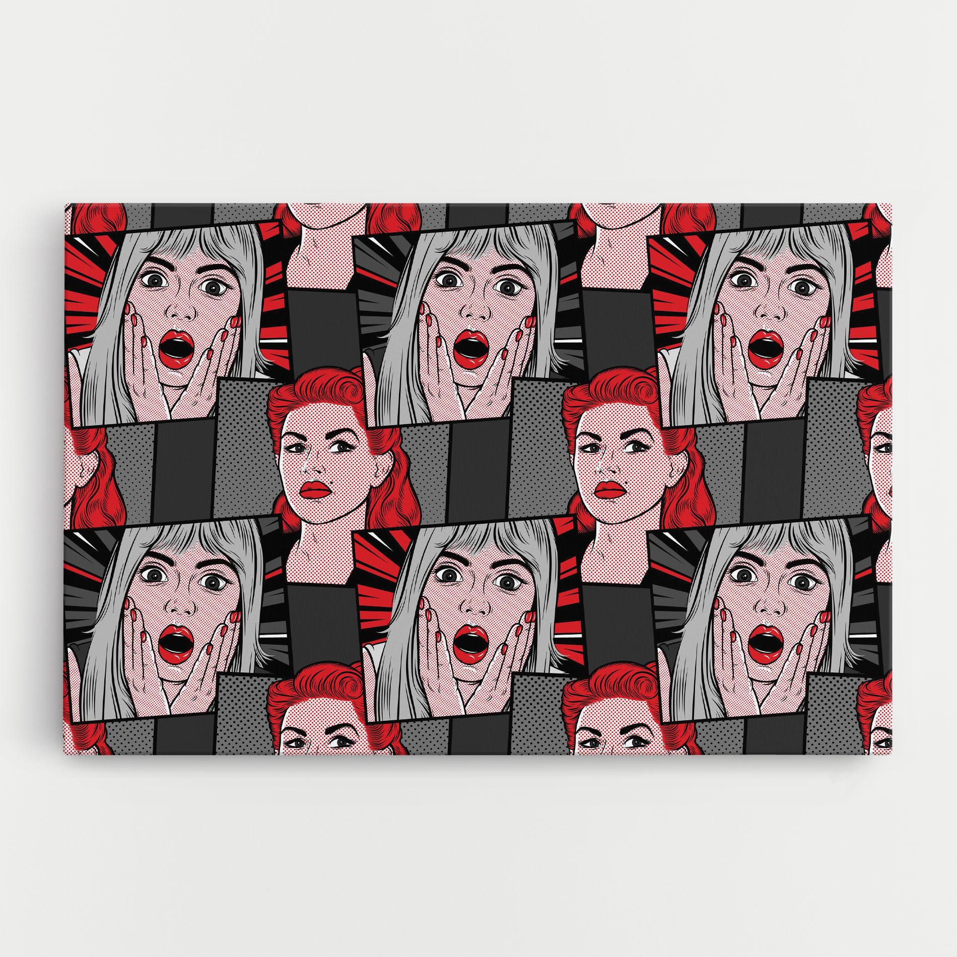 Картина на платно Grey Red Pop Art mockup 0