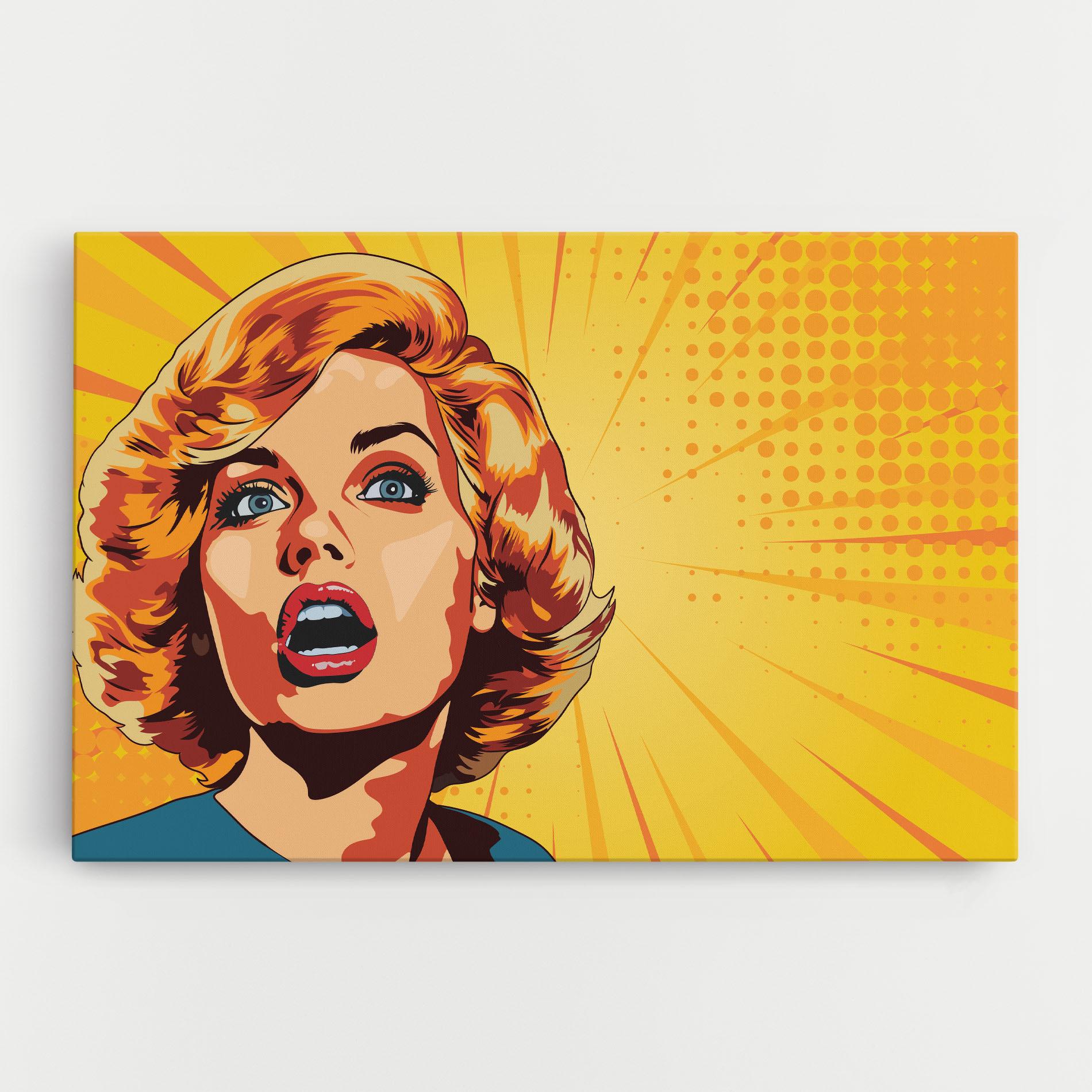 Картина на платно Surprised Blonde Lady mockup 0