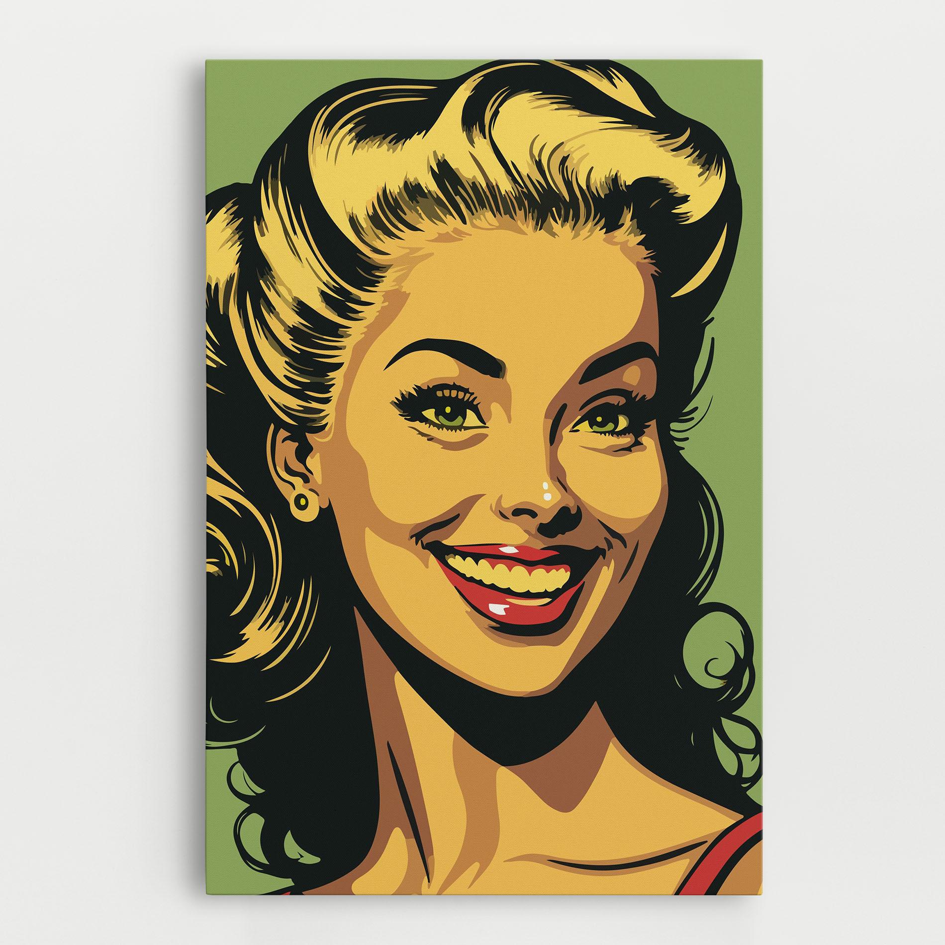 Картина на платно Green Light Pop Lady mockup 0
