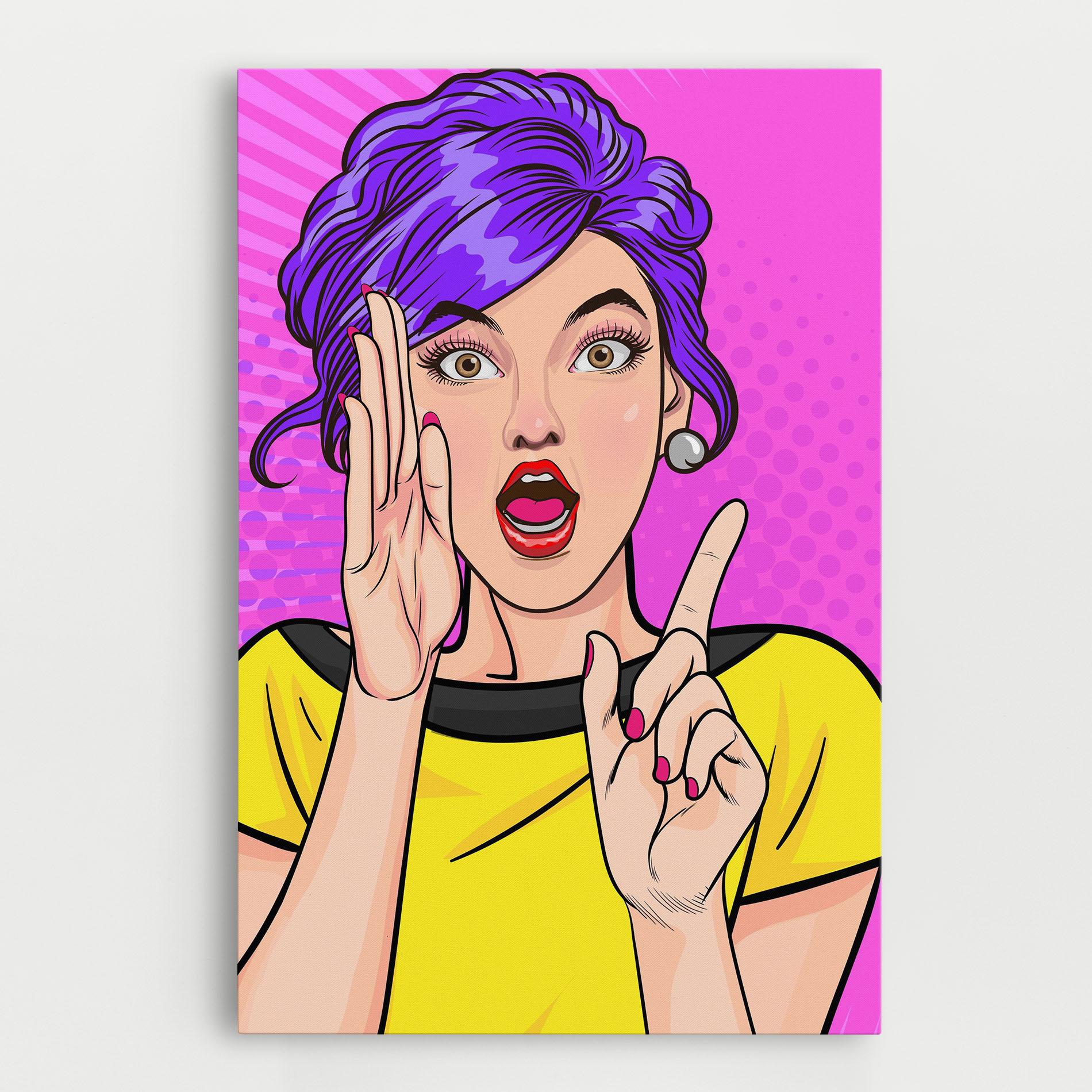 Картина на платно Surprised Pop Woman mockup 0