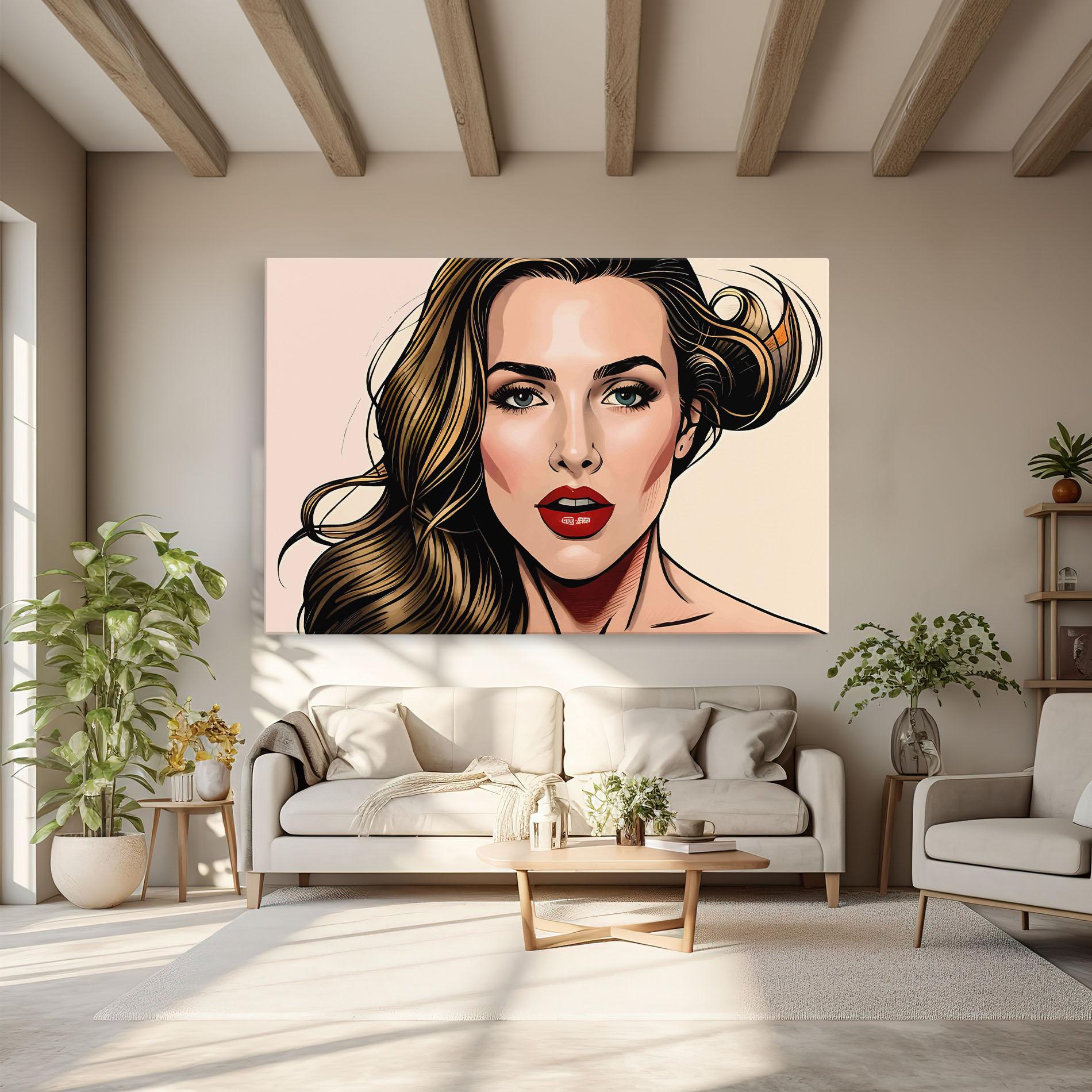 Картина на платно Red Pop Lips mockup 6