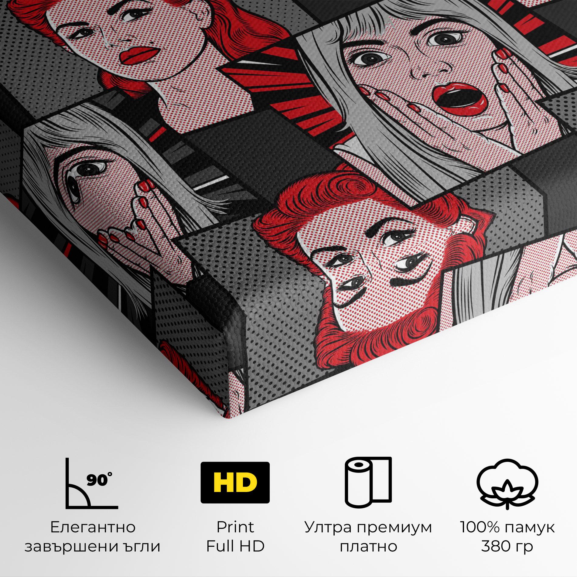 Картина на платно Grey Red Pop Art mockup 4