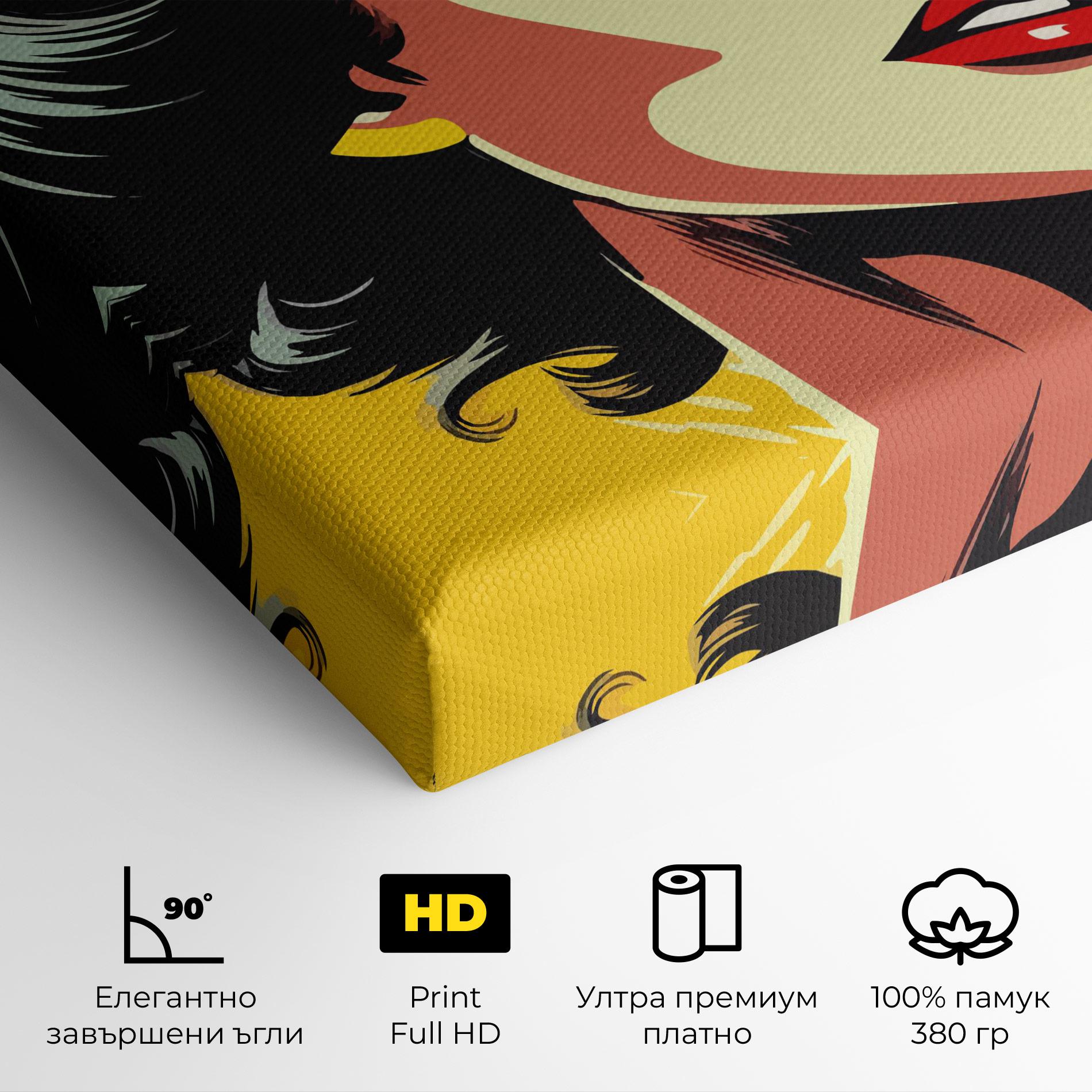 Картина на платно Pop Art Pretty Lady mockup 4