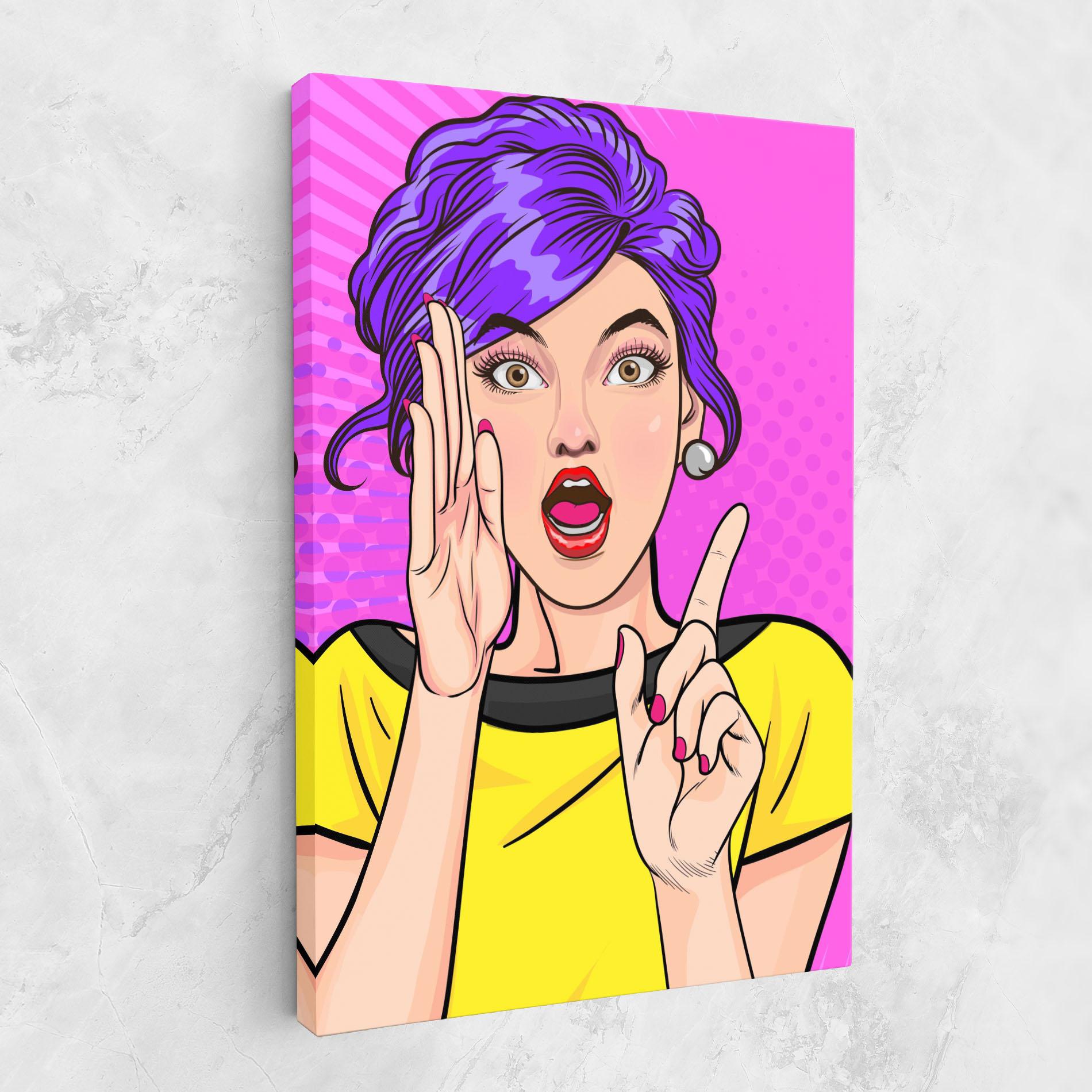 Картина на платно Surprised Pop Woman mockup 1