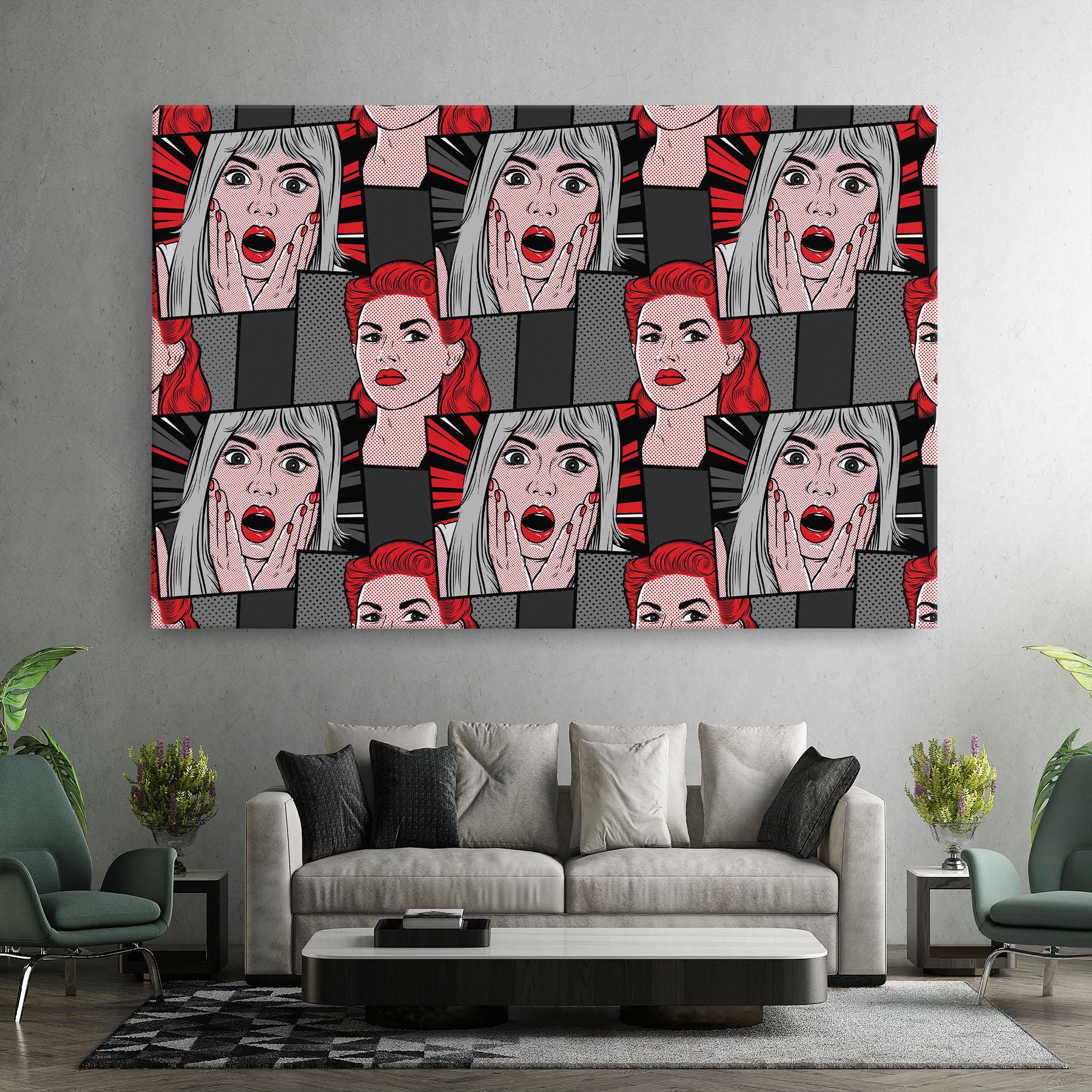 Картина на платно Grey Red Pop Art mockup 7