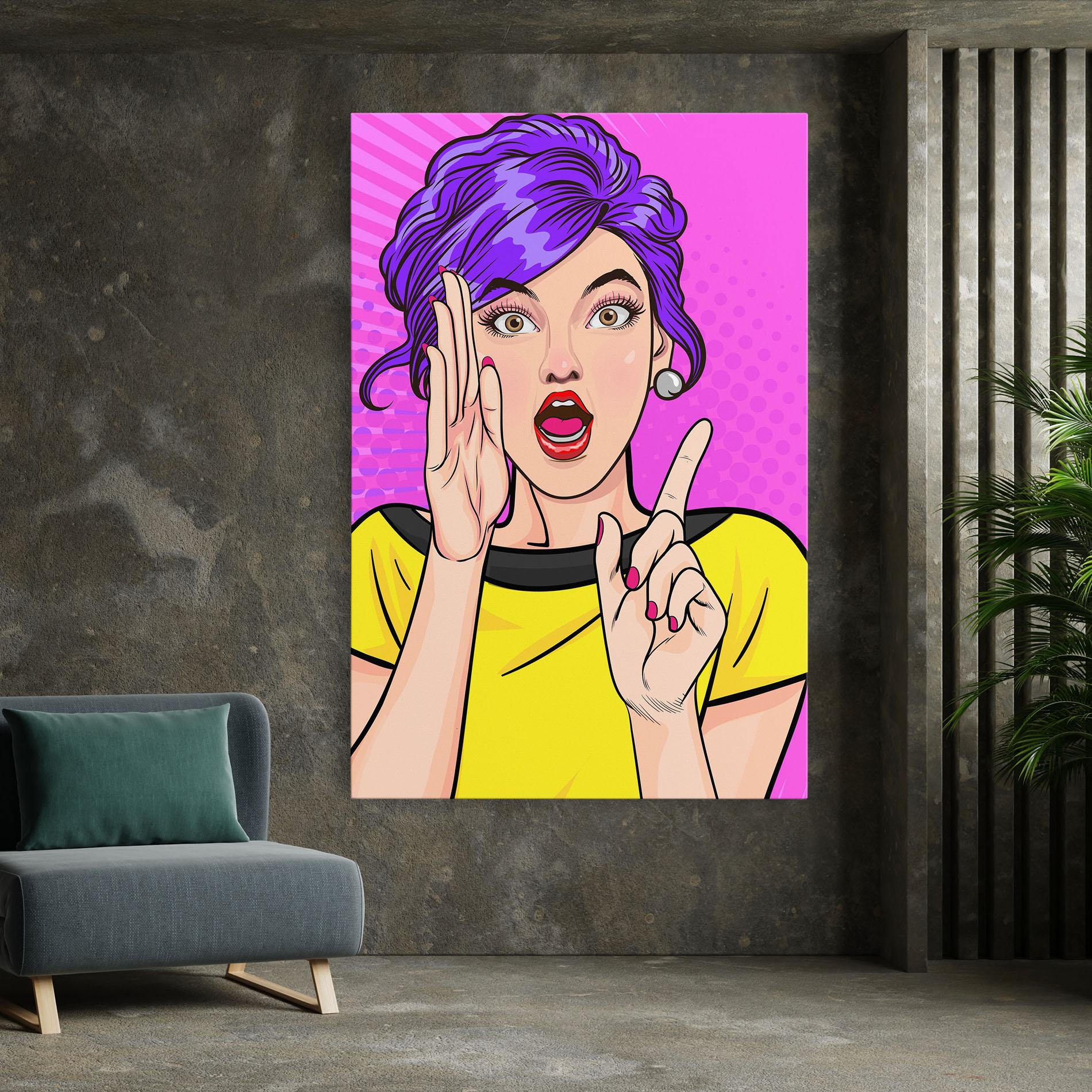 Картина на платно Surprised Pop Woman mockup 7