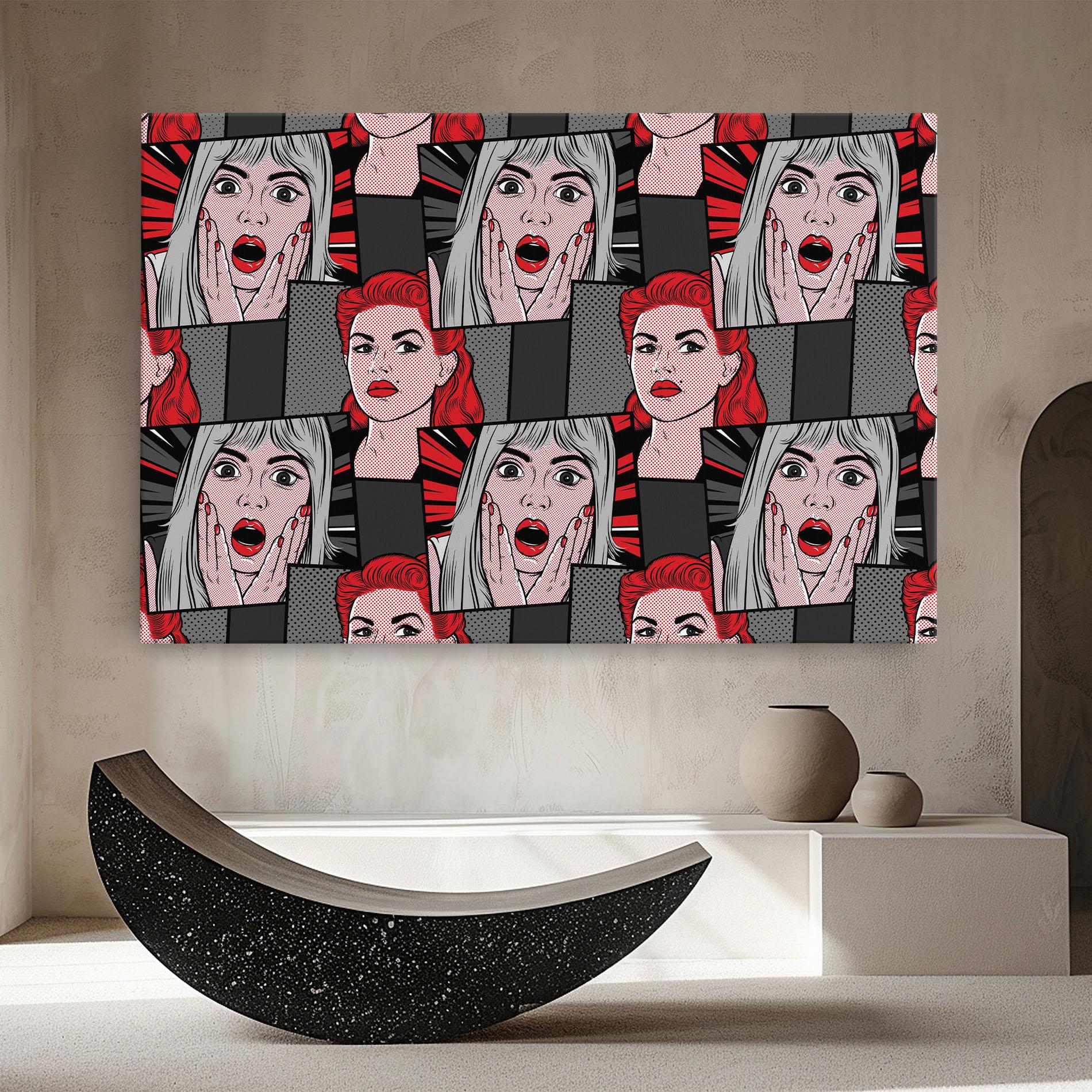 Картина на платно Grey Red Pop Art mockup 8