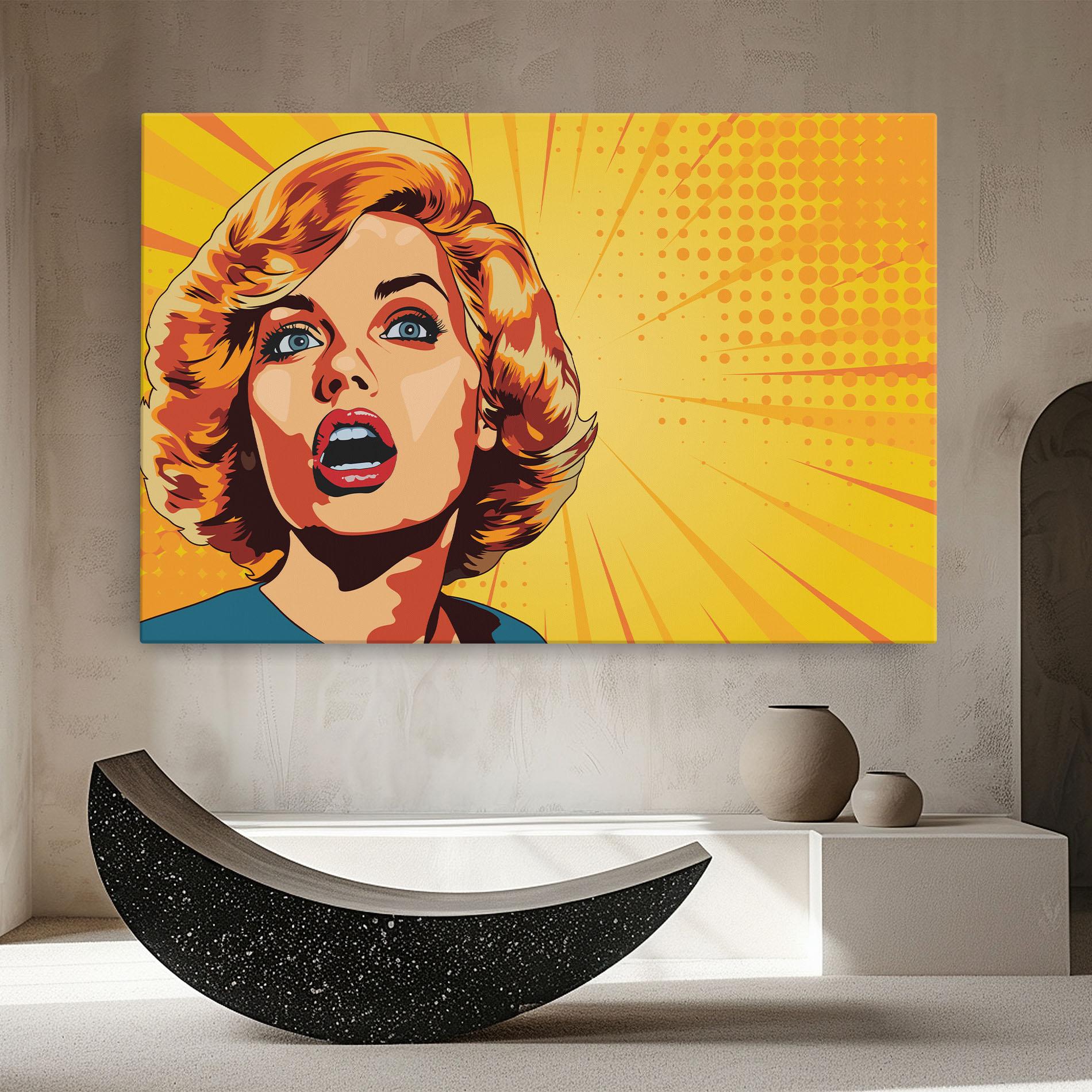 Картина на платно Surprised Blonde Lady mockup 8