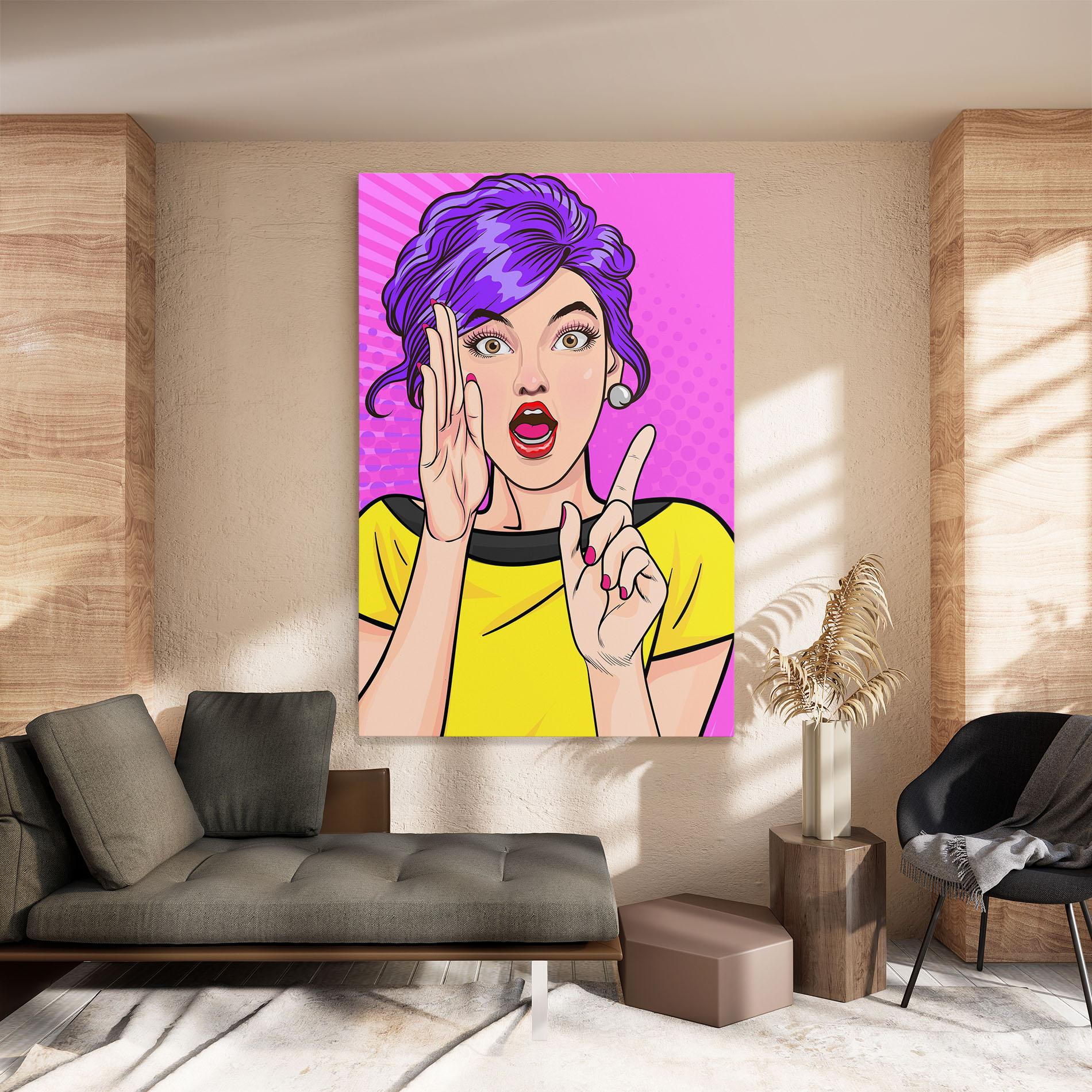 Картина на платно Surprised Pop Woman mockup 8