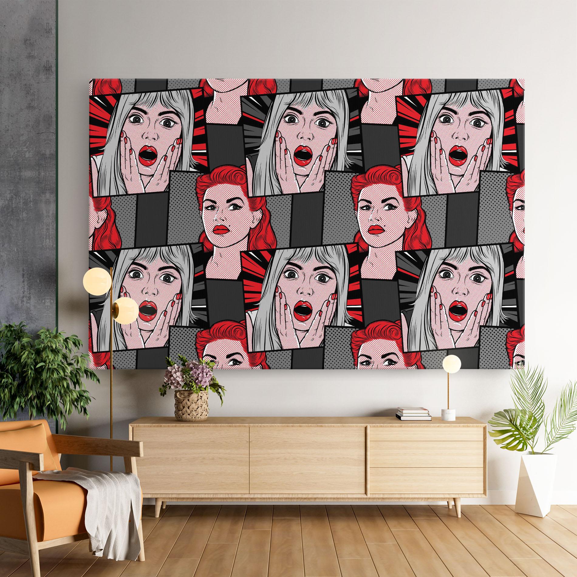 Картина на платно Grey Red Pop Art mockup 9