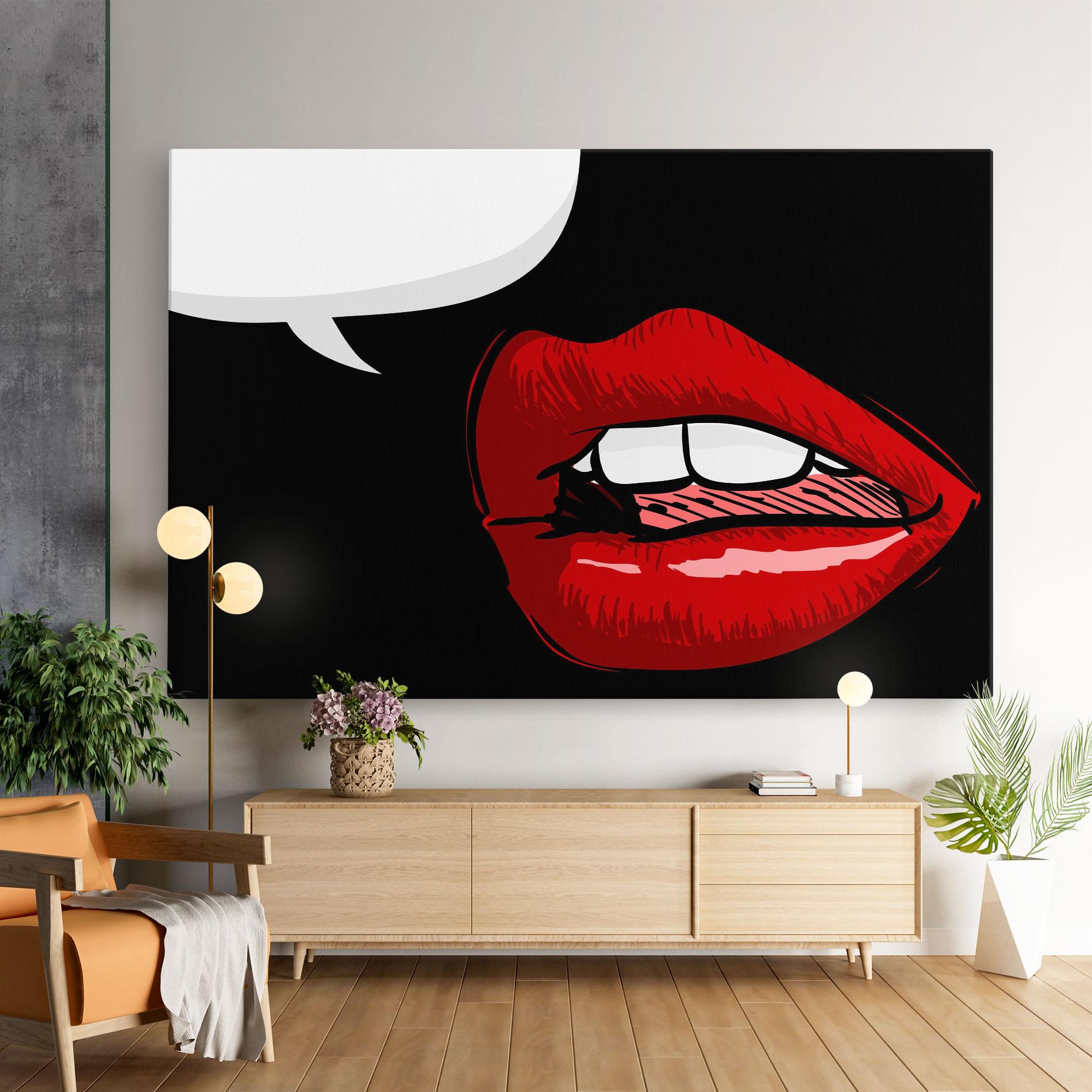 Картина на платно Pop Red Lips mockup 9