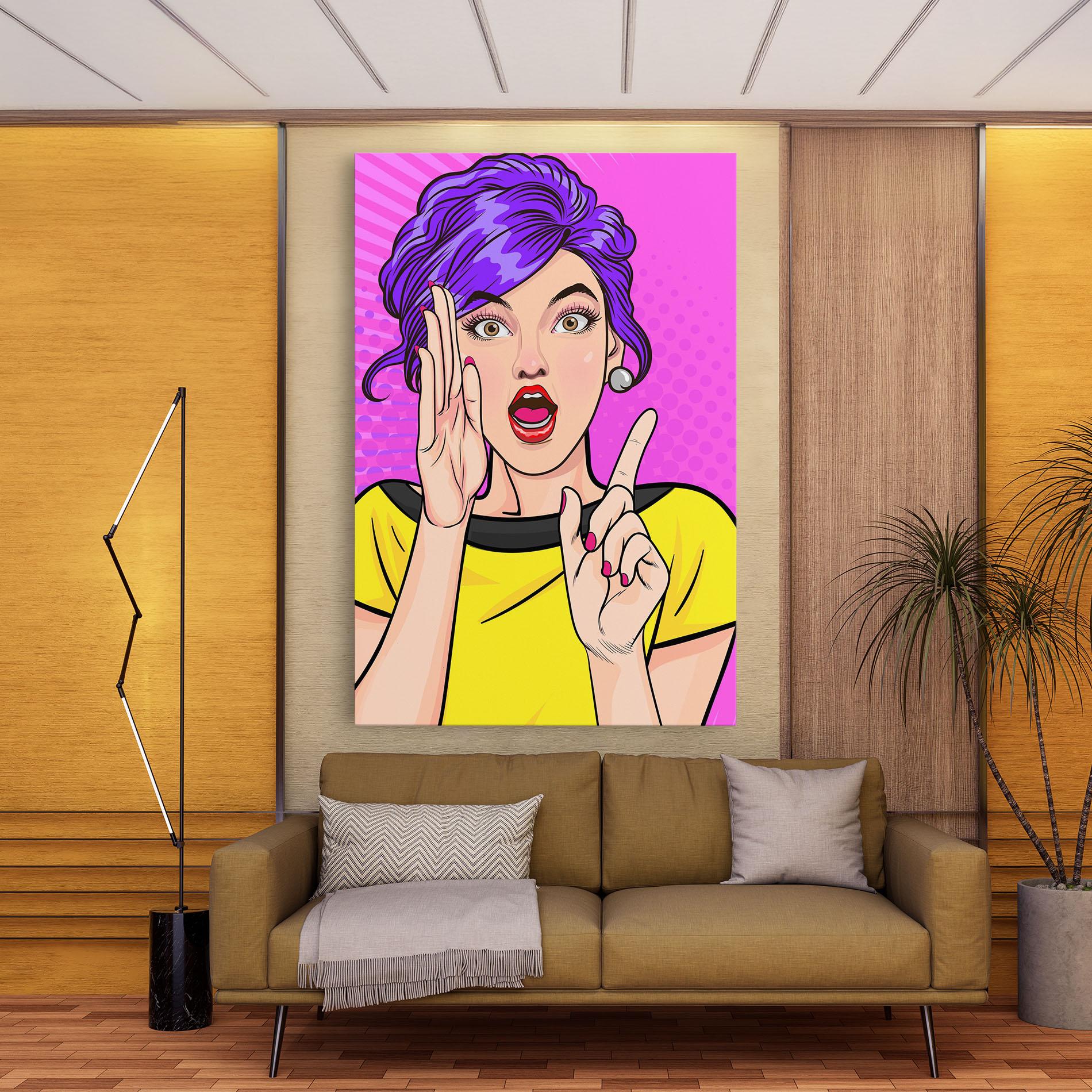 Картина на платно Surprised Pop Woman mockup 9