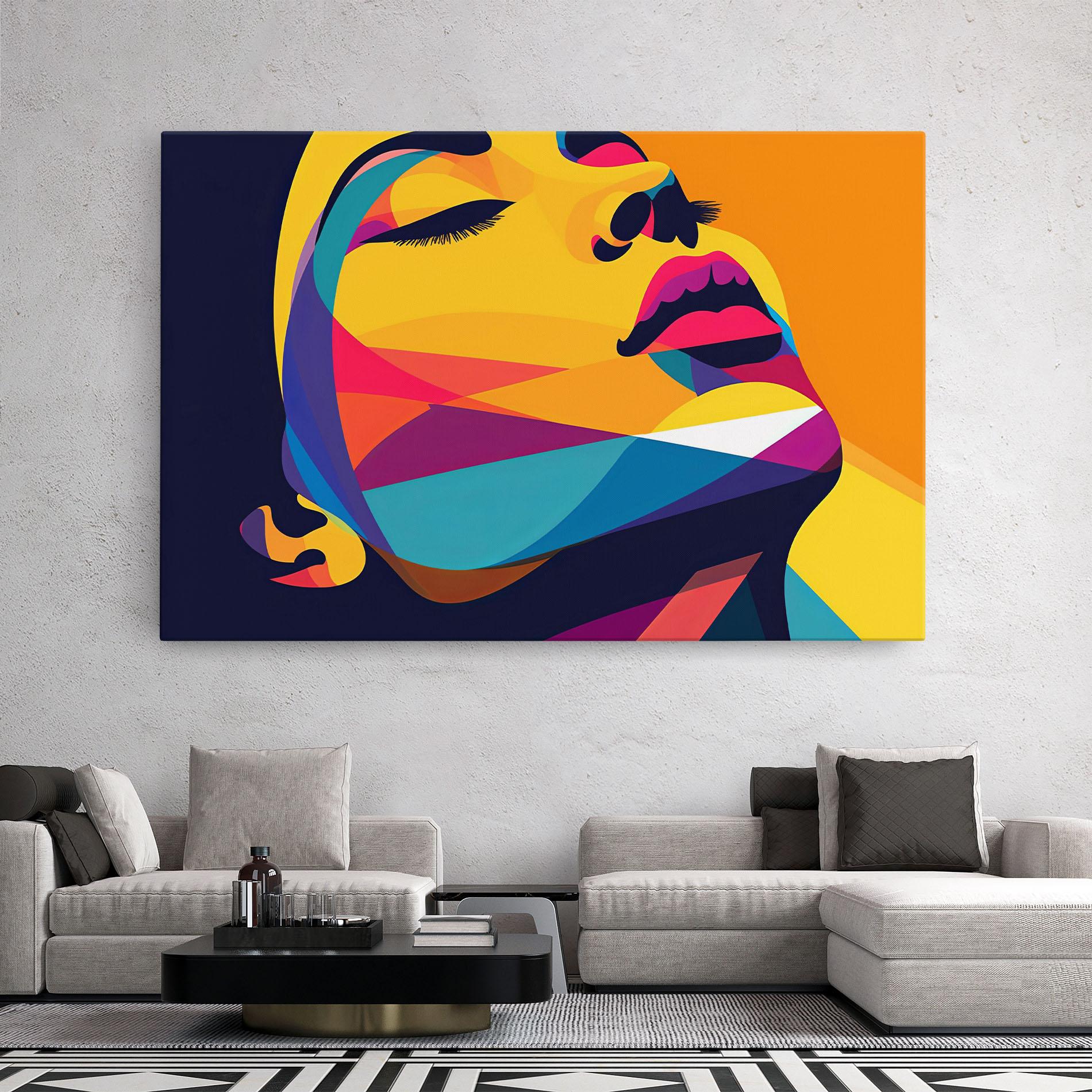 Картина на платно Yellow Pop Face mockup 2