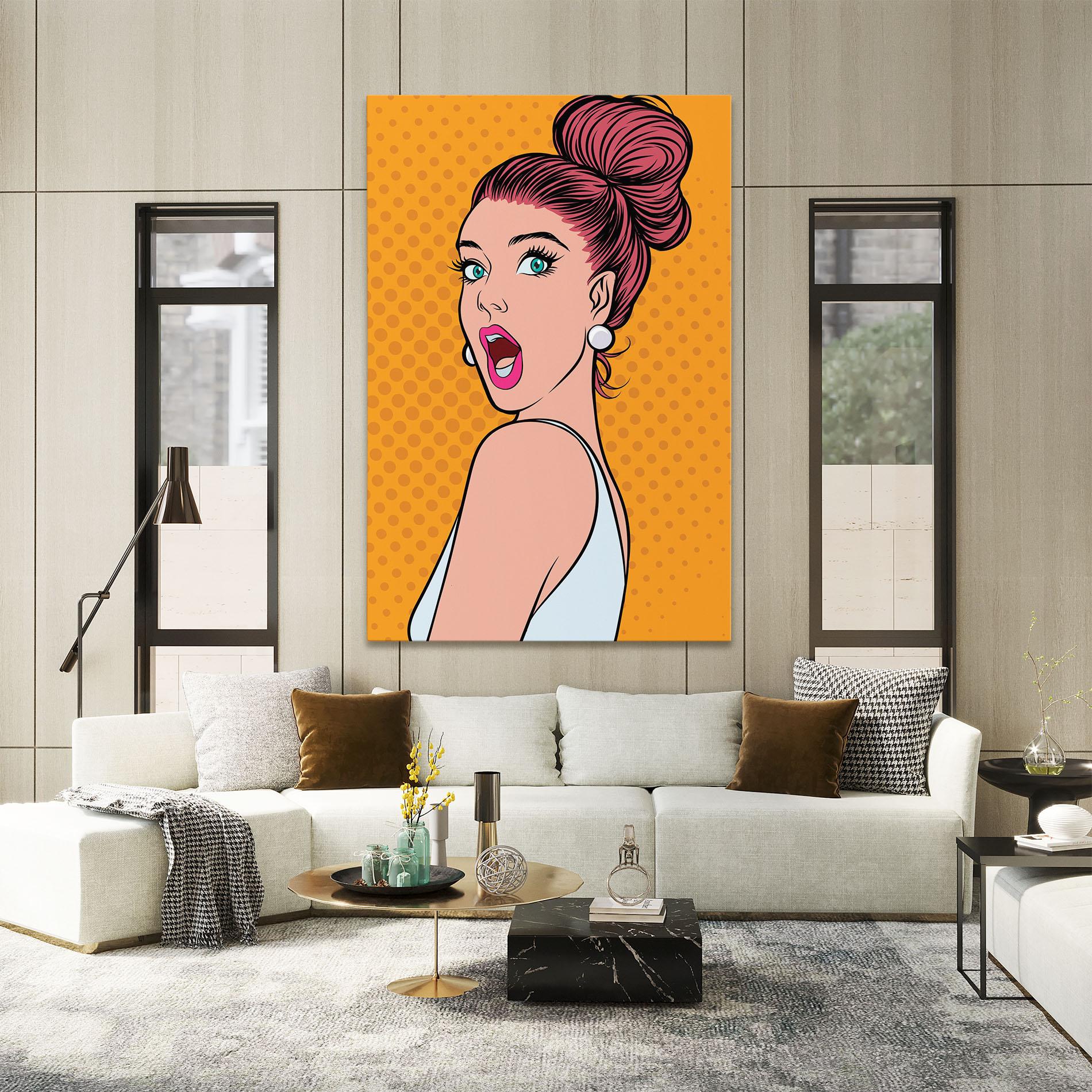 Картина на платно Pop Comic Lady mockup 2