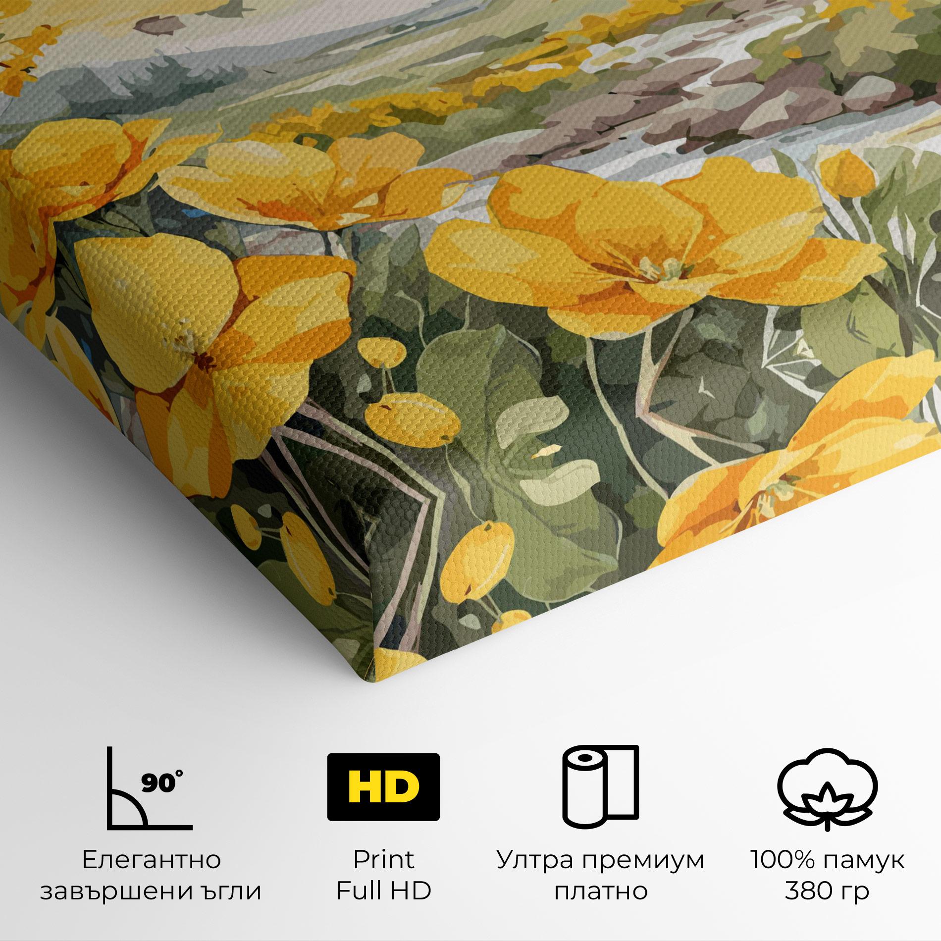 Картина на платно Yellow View Flower mockup 4