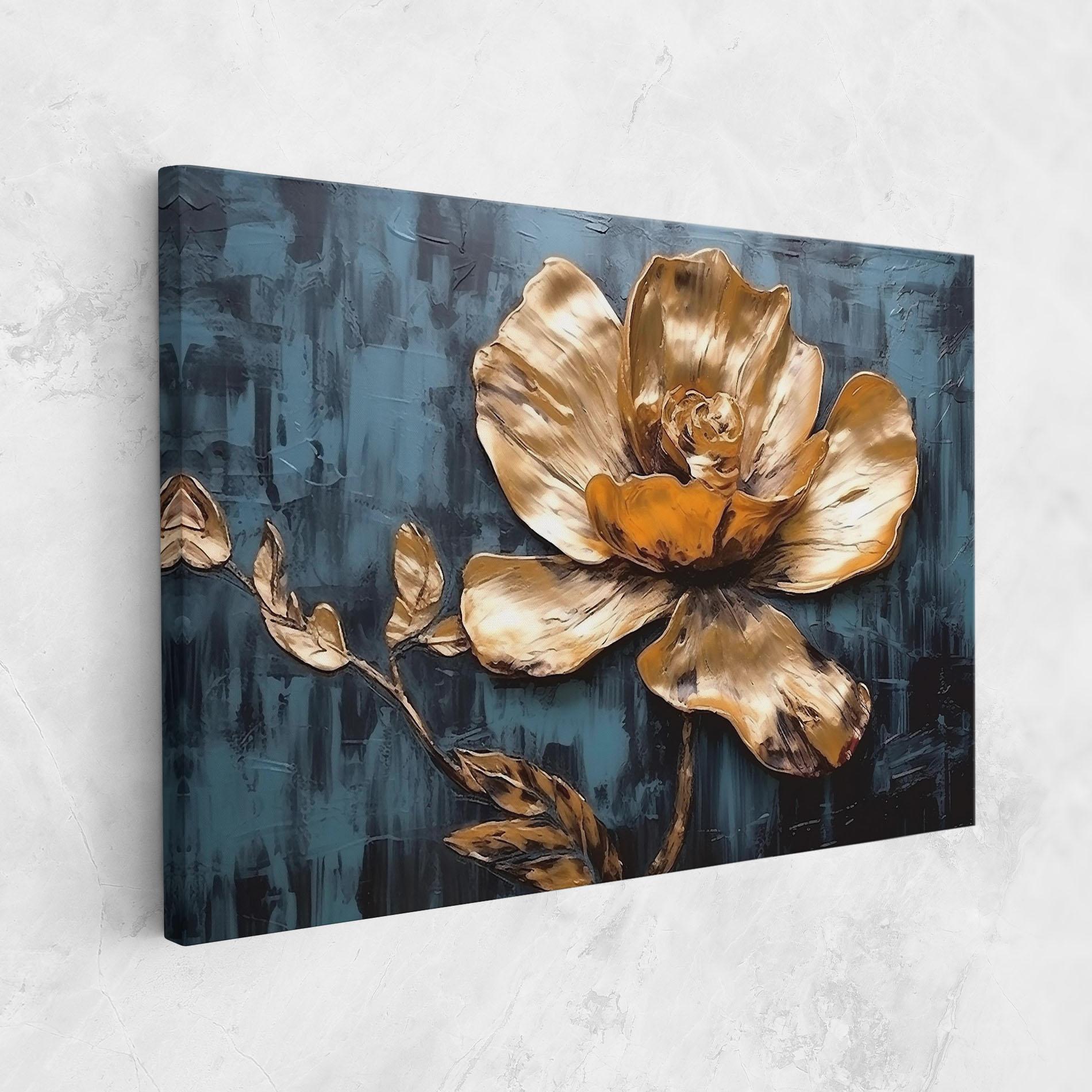 Картина на платно Golden Rose On Blue mockup 1