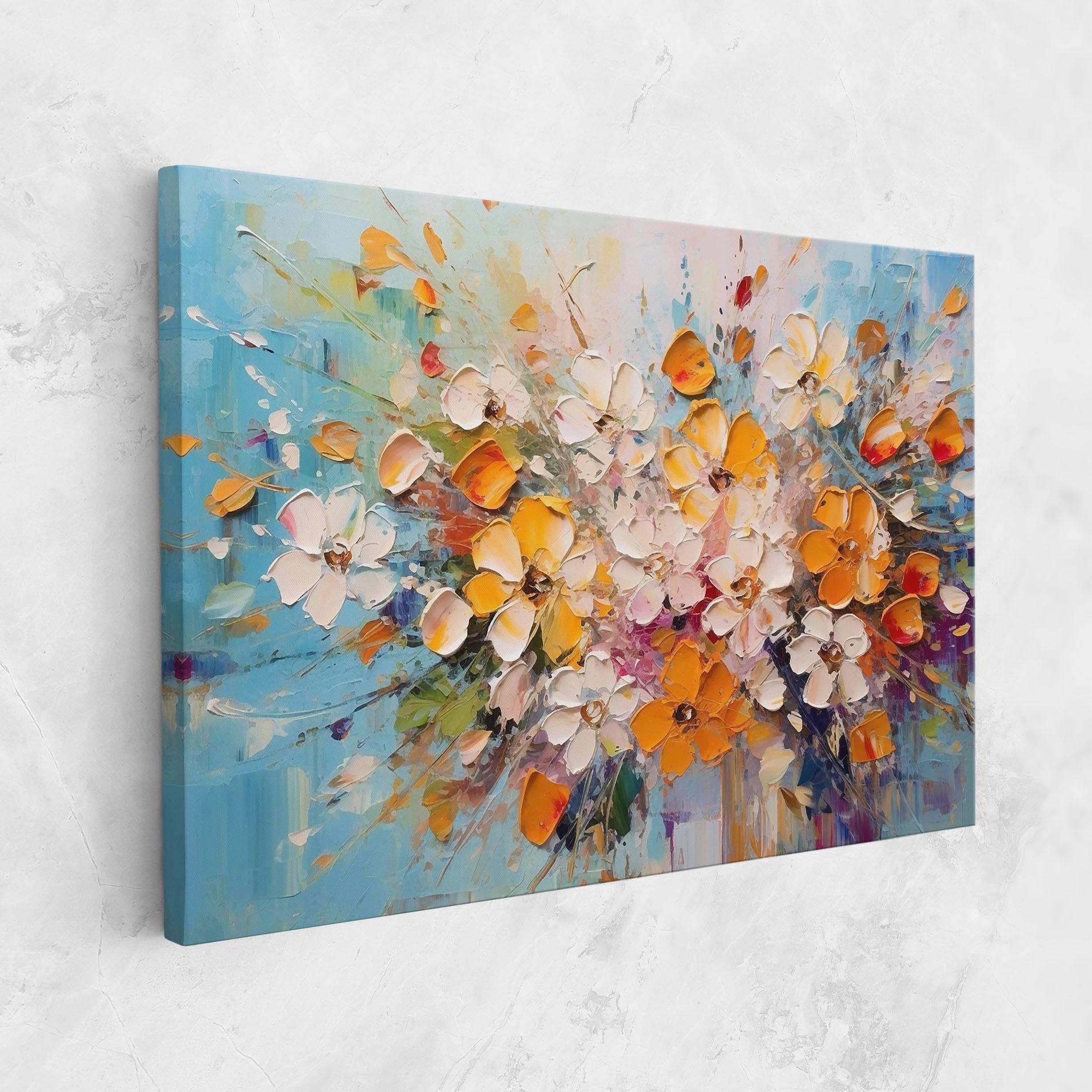 Картина на платно Pretty Flowers On Blue mockup 1