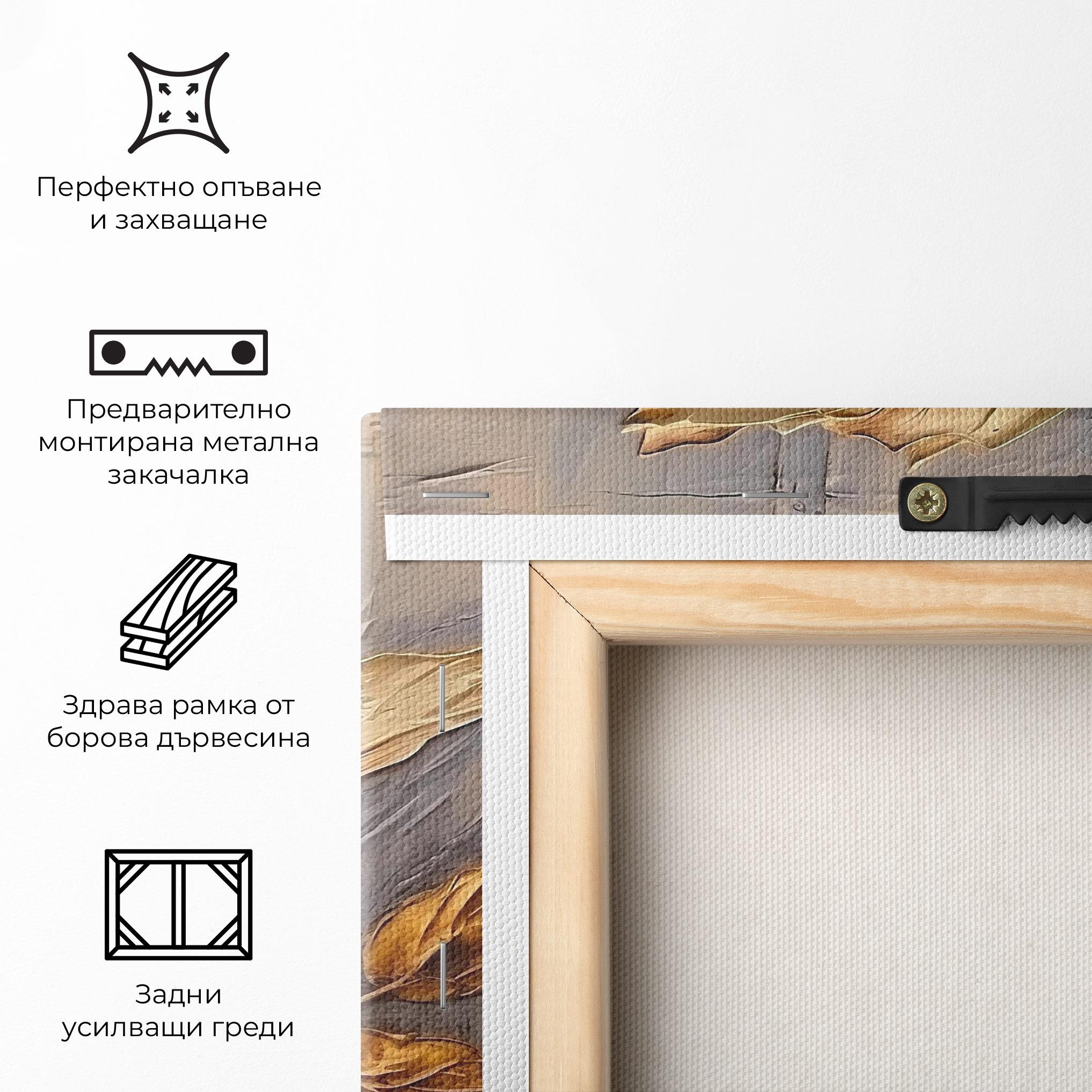 Картина на платно Cream Rose On Blue mockup 5