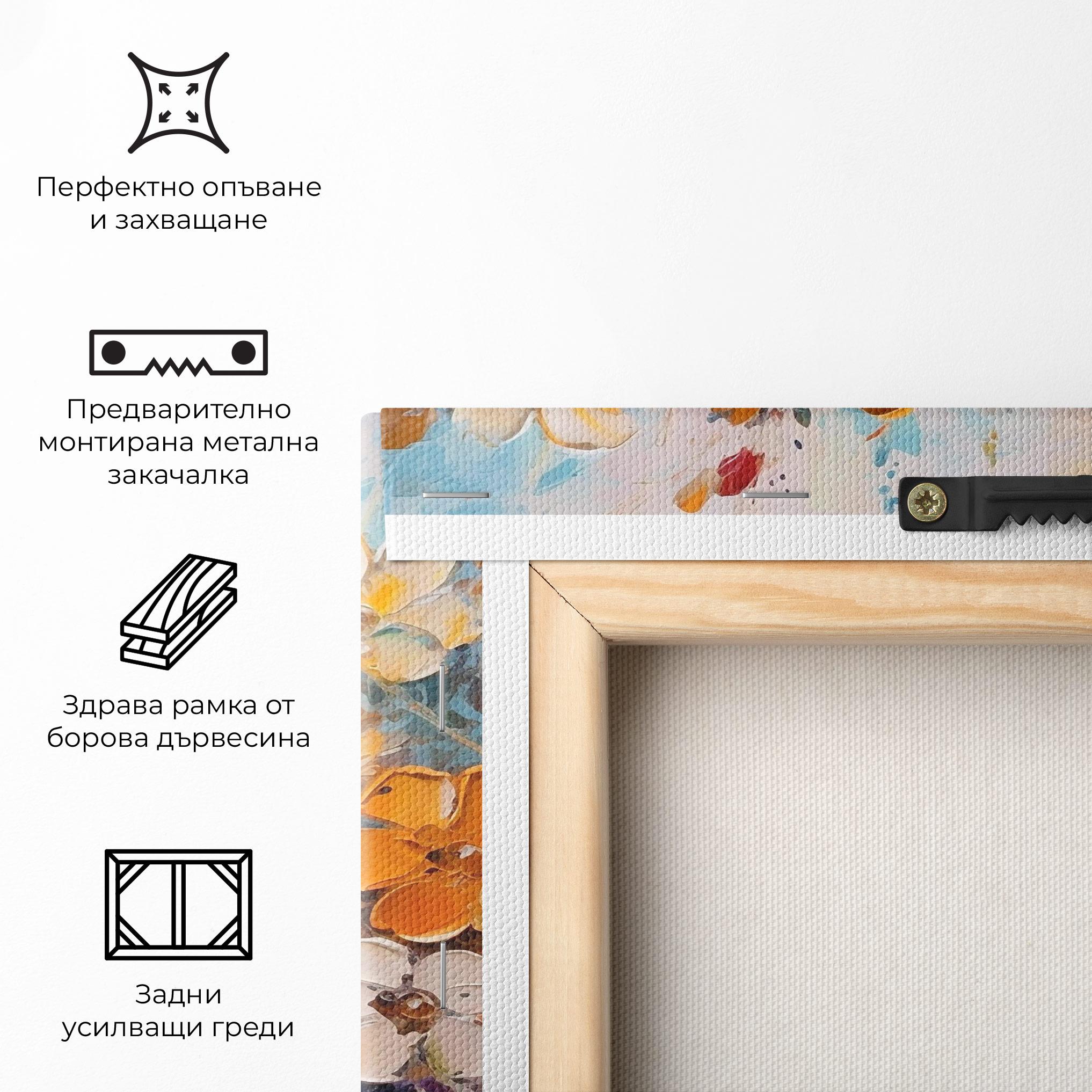 Картина на платно Pretty Flowers On Blue mockup 5