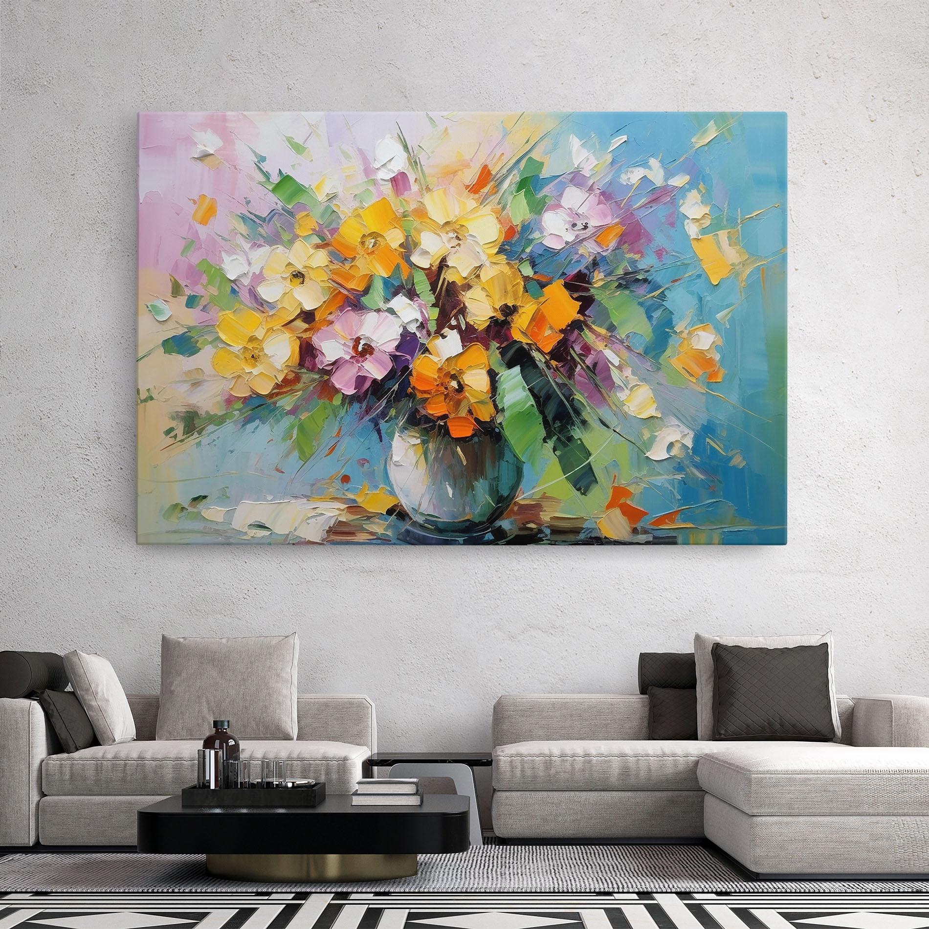 Картина на платно Colorfull Flowers Painting mockup 2