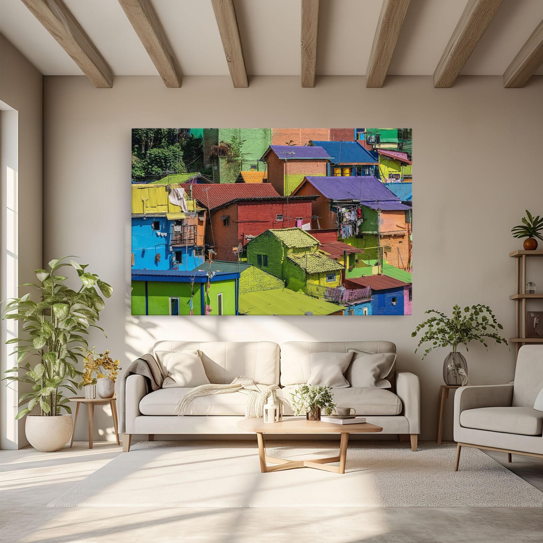 Картина на платно Colorful Small Houses mockup 6