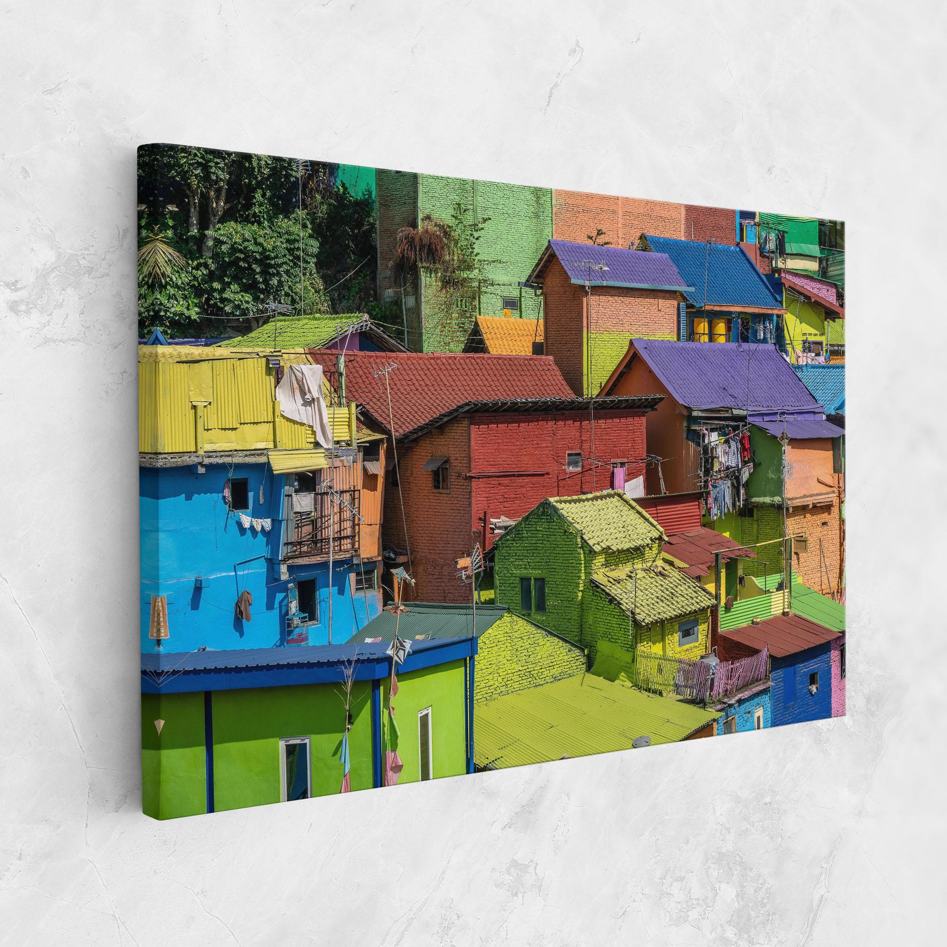 Картина на платно Colorful Small Houses mockup 1