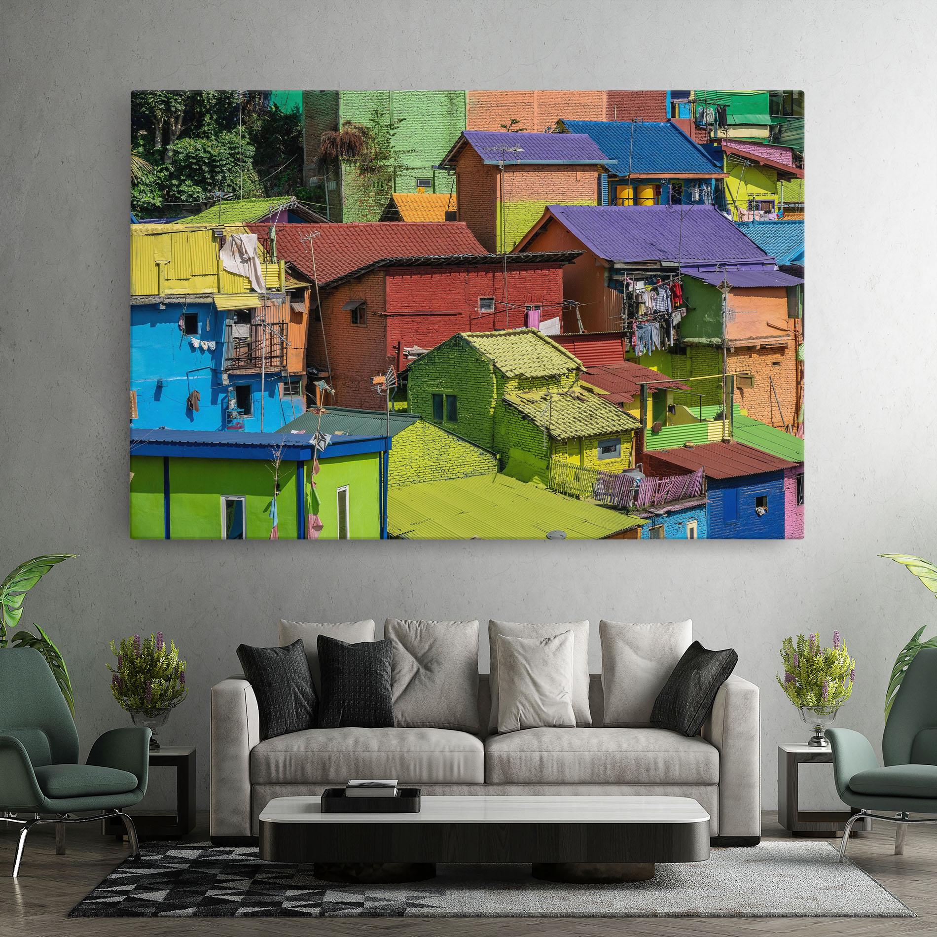 Картина на платно Colorful Small Houses mockup 7