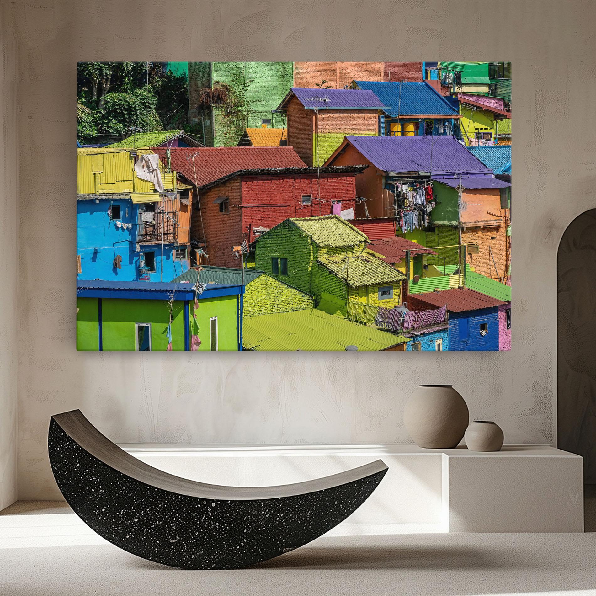 Картина на платно Colorful Small Houses mockup 8