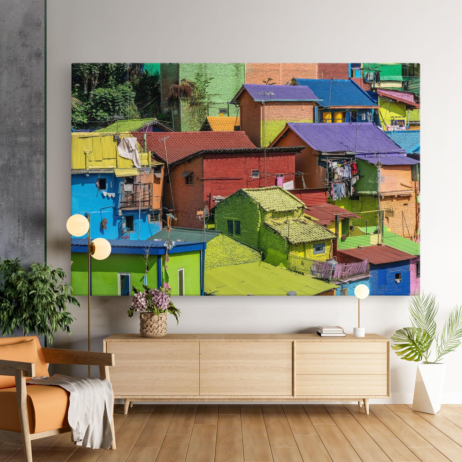 Картина на платно Colorful Small Houses mockup 9