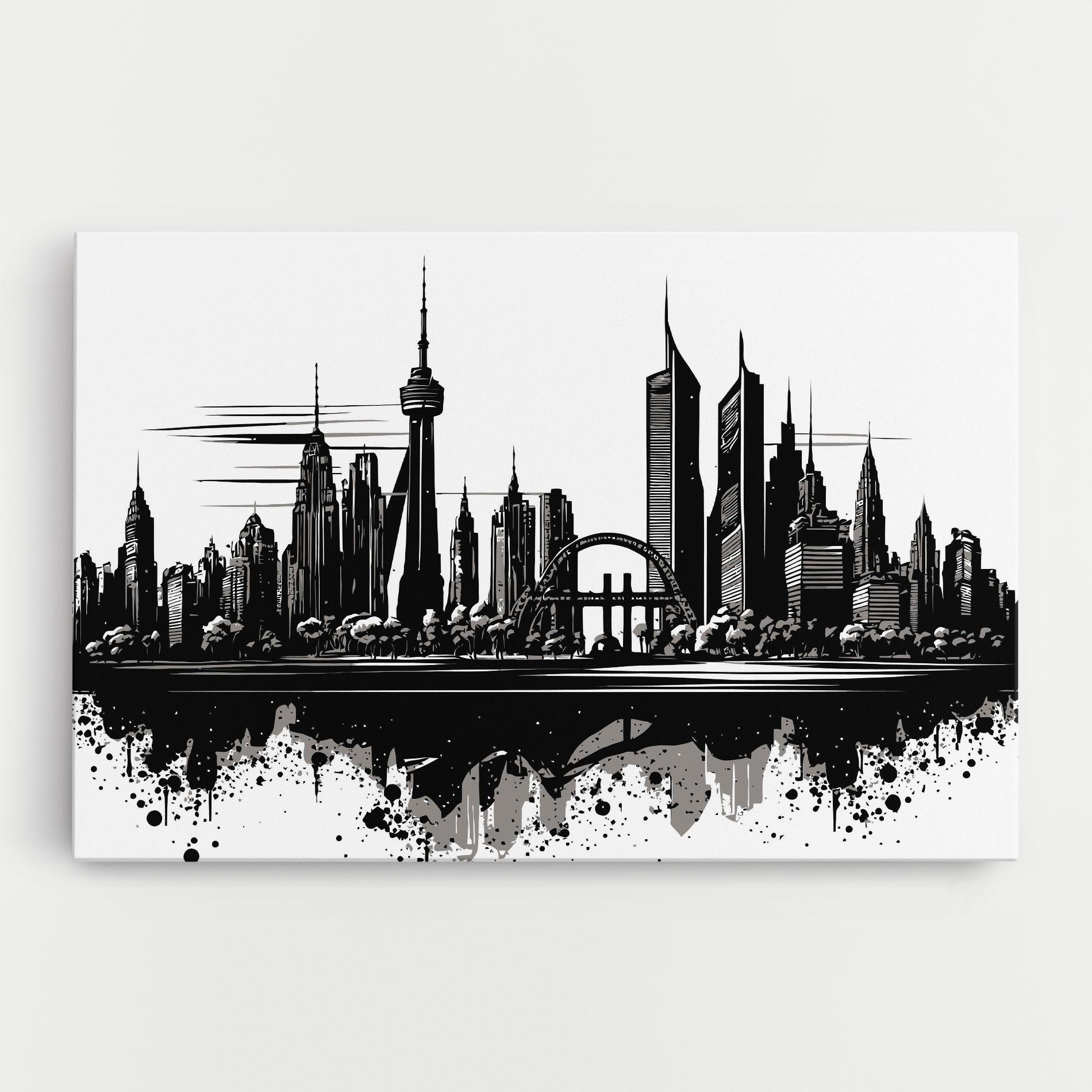 Картина на платно Black Ink City mockup 0