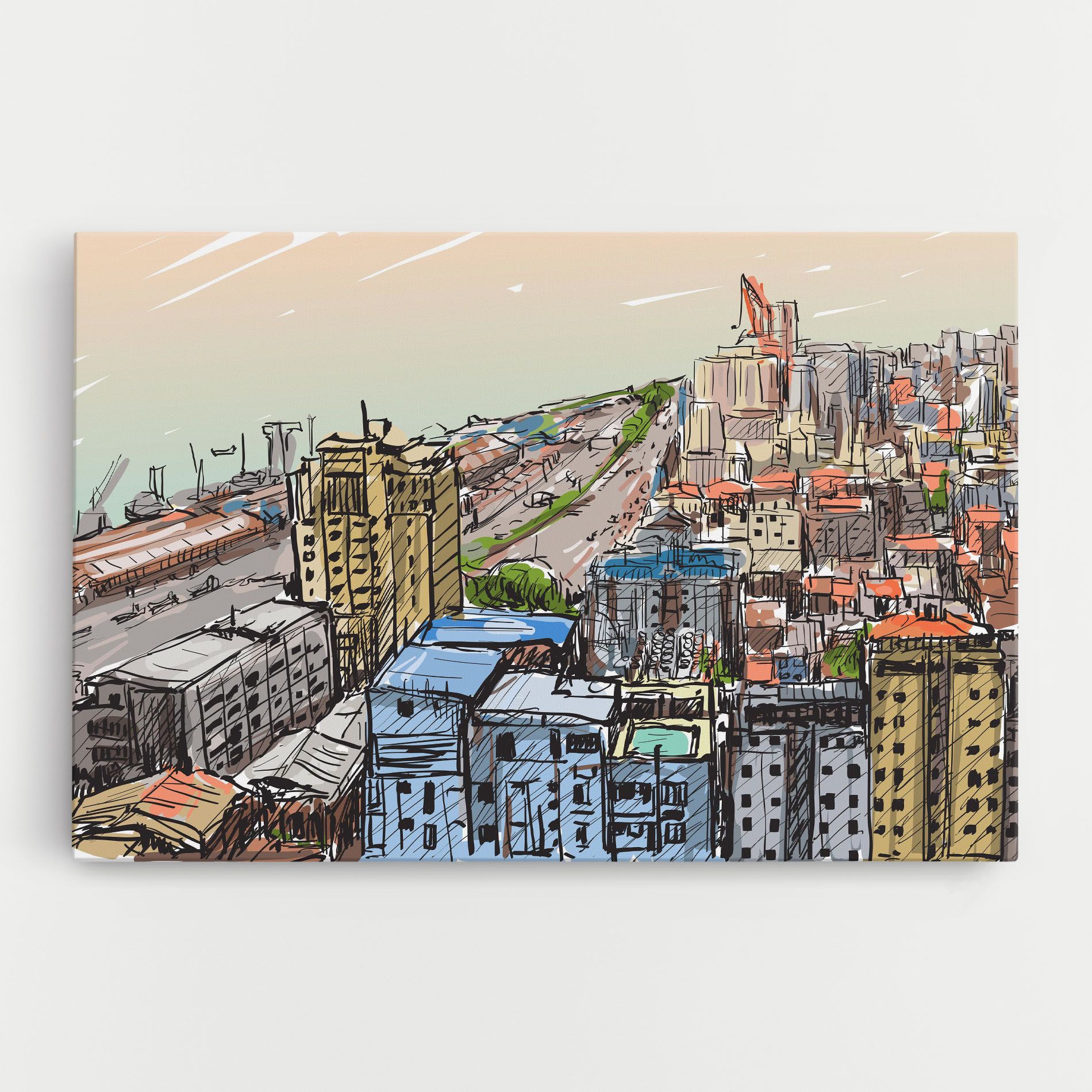 Colorful City Drawing mockup 0